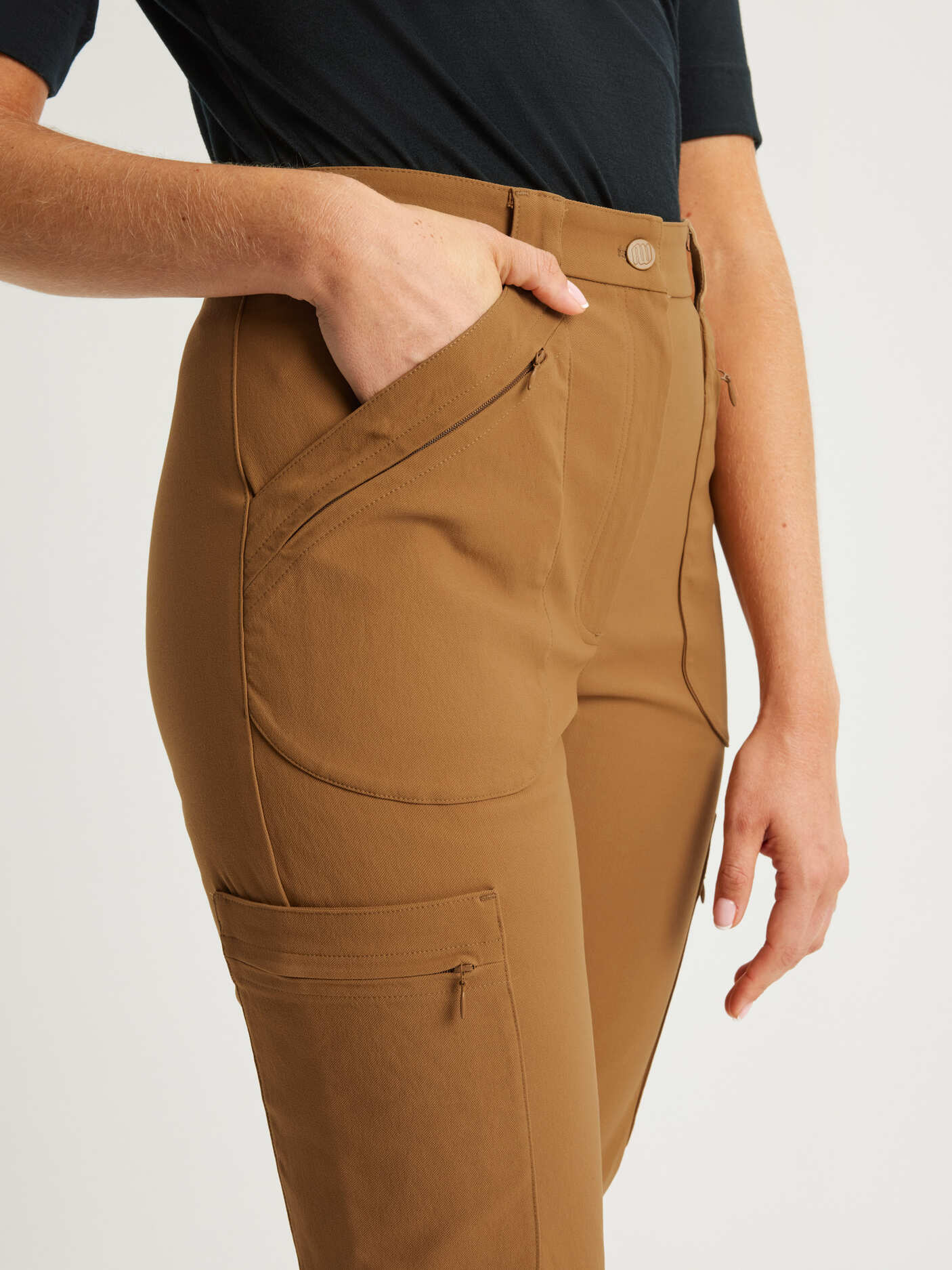 women's hiking pants high waist camel