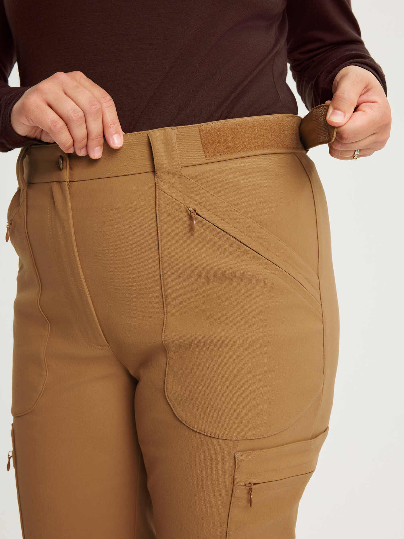 women's hiking pants adjustable waist camel