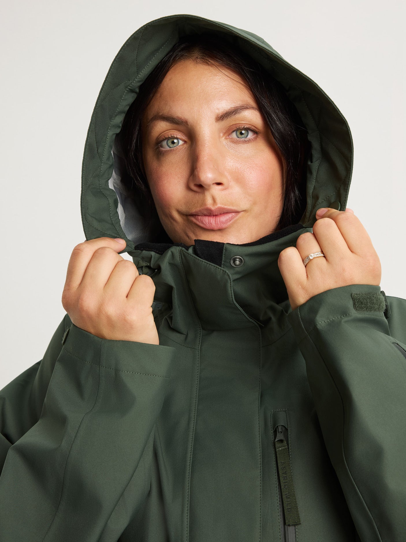 women's waterproof 3L shell jacket green