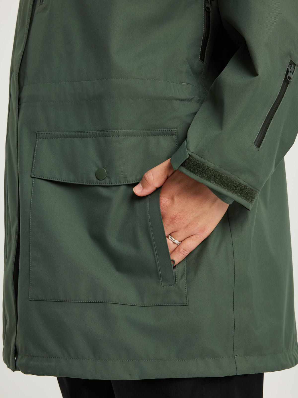 women's waterproof 3L shell jacket green