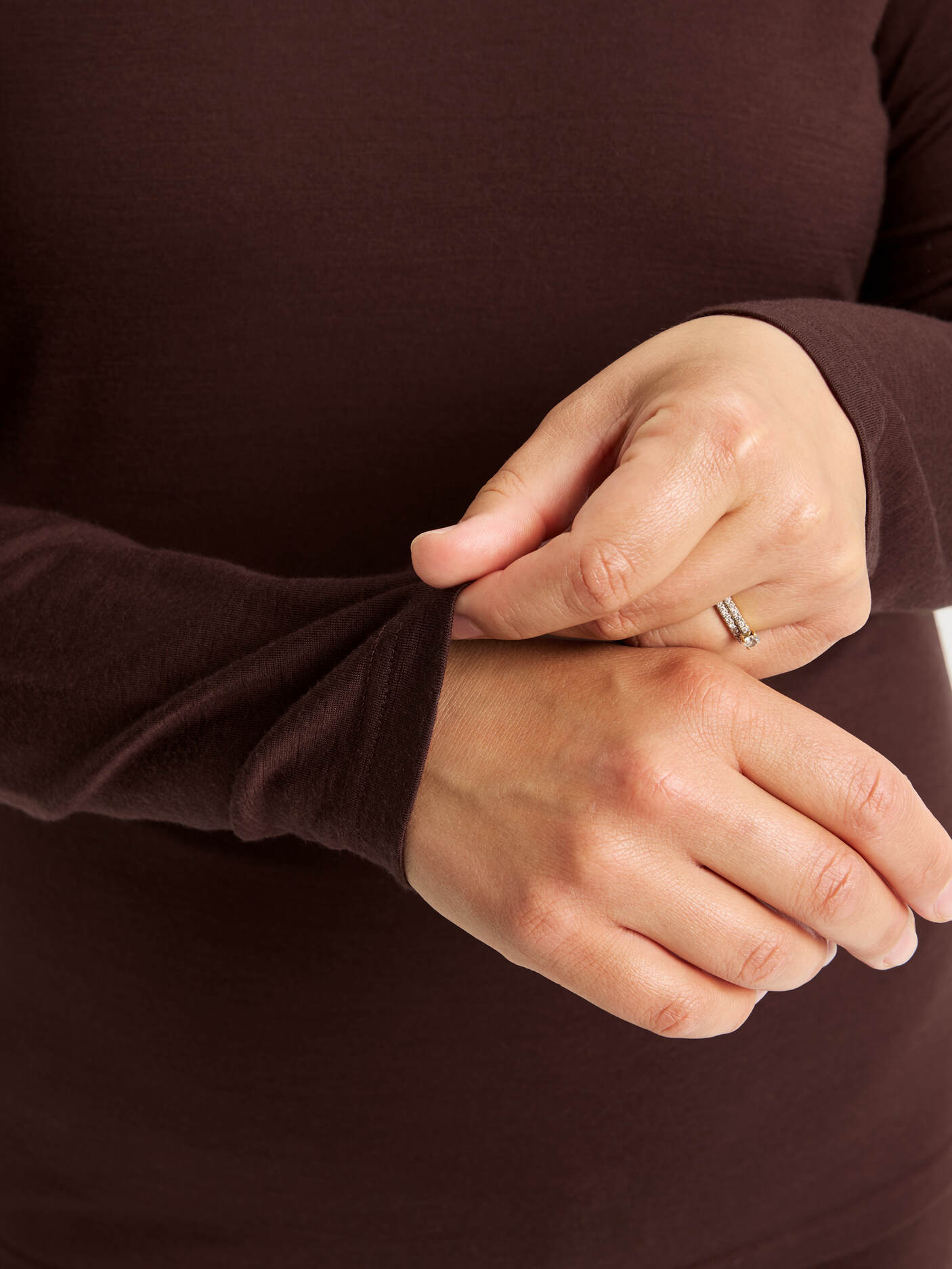 women's merino top long sleeve brown