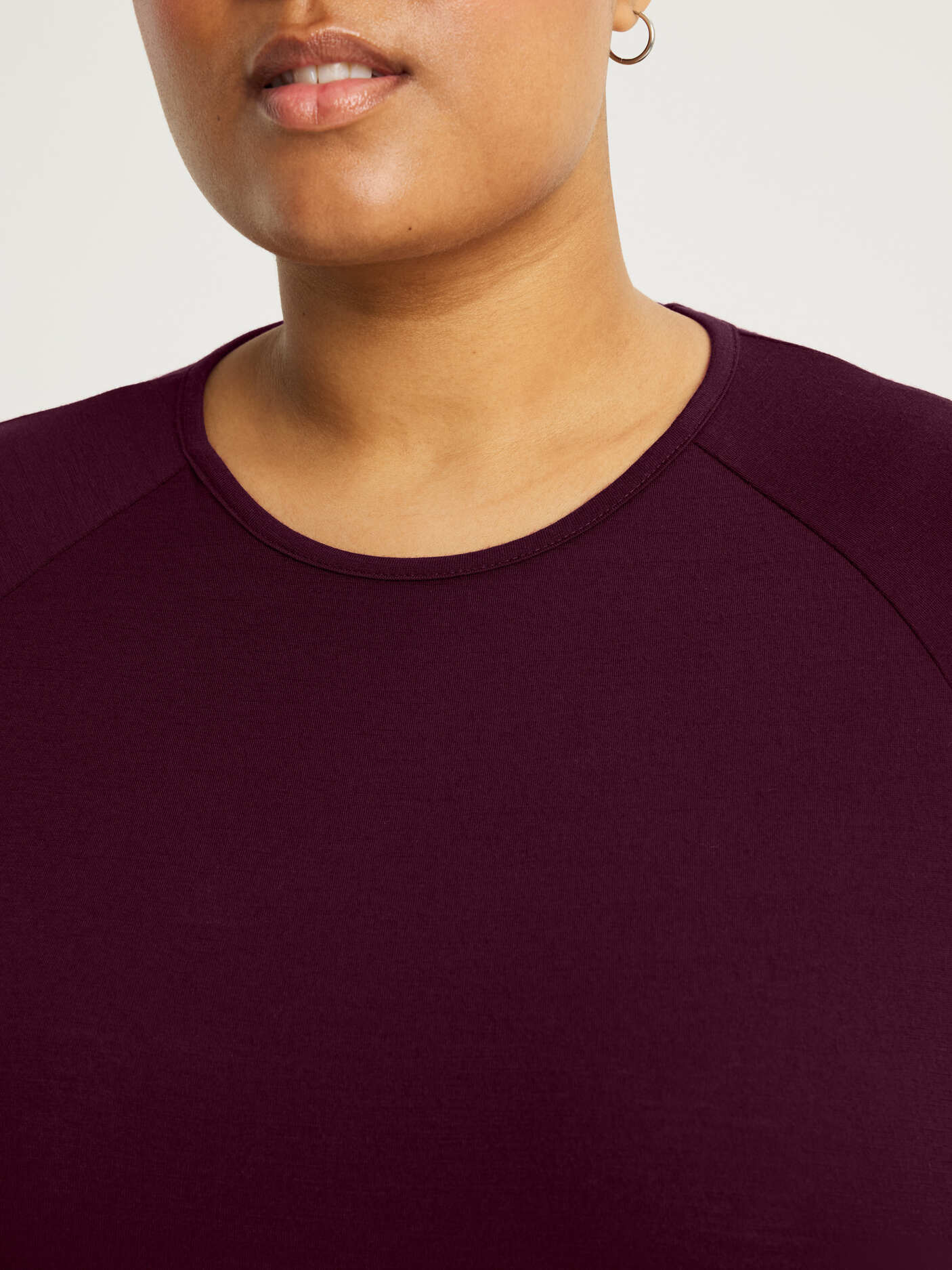 women's merino top long sleeve burgundy