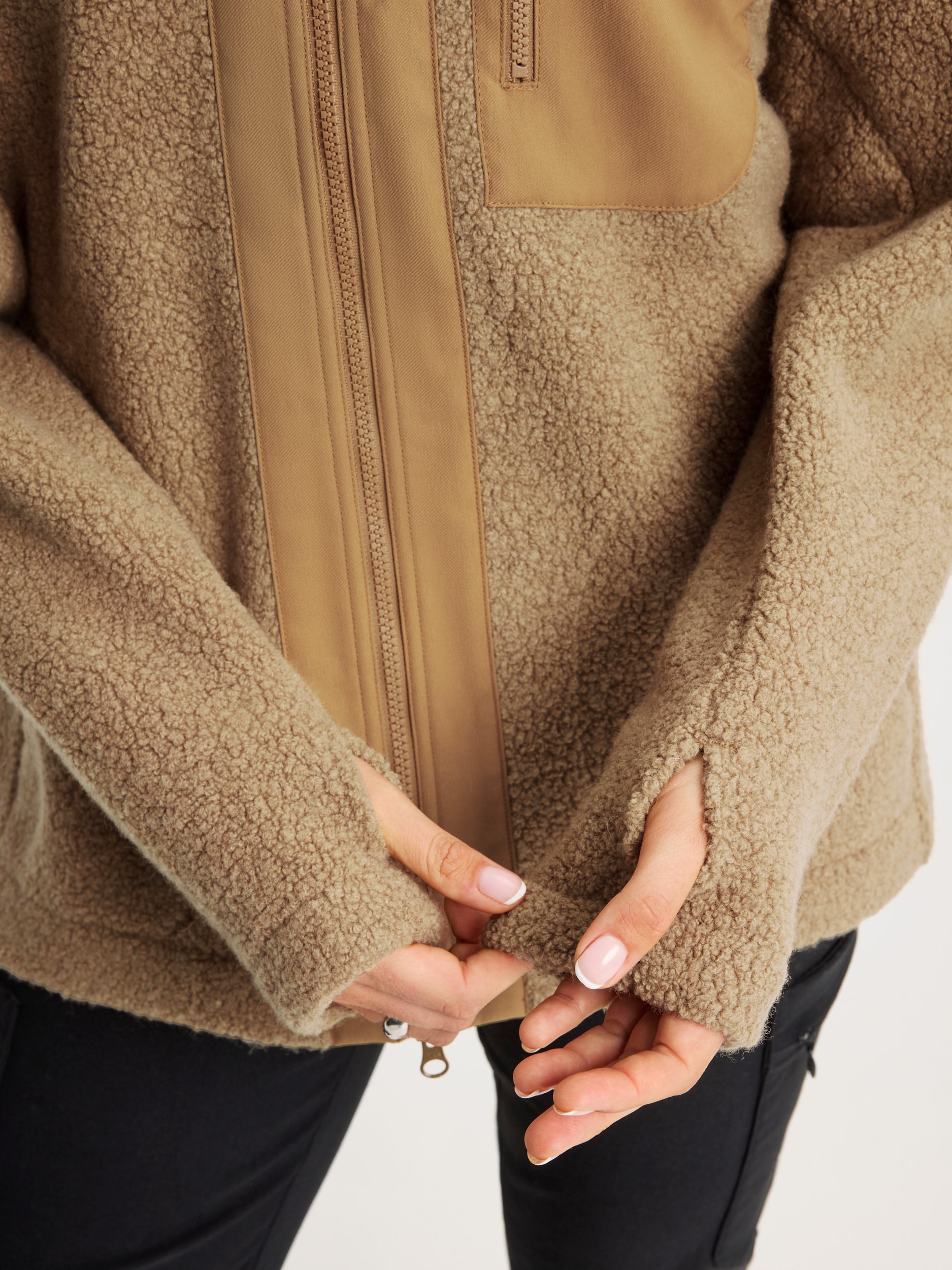 women's fleece jacket camel