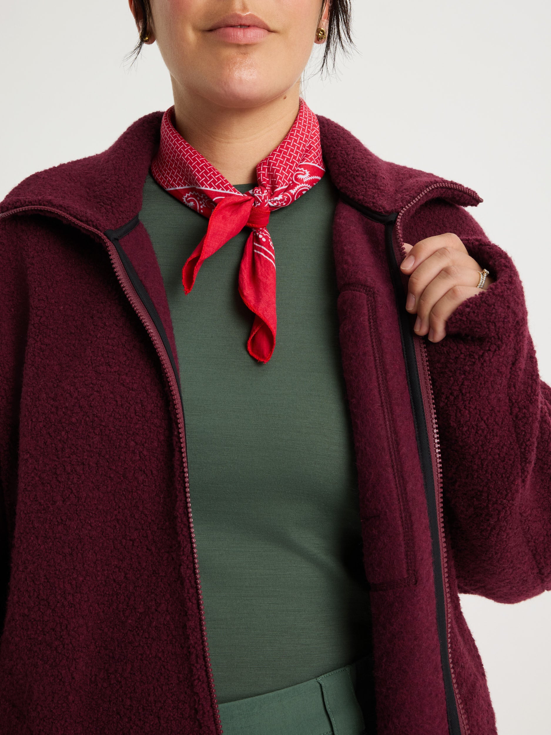 women's fleece jacket burgundy