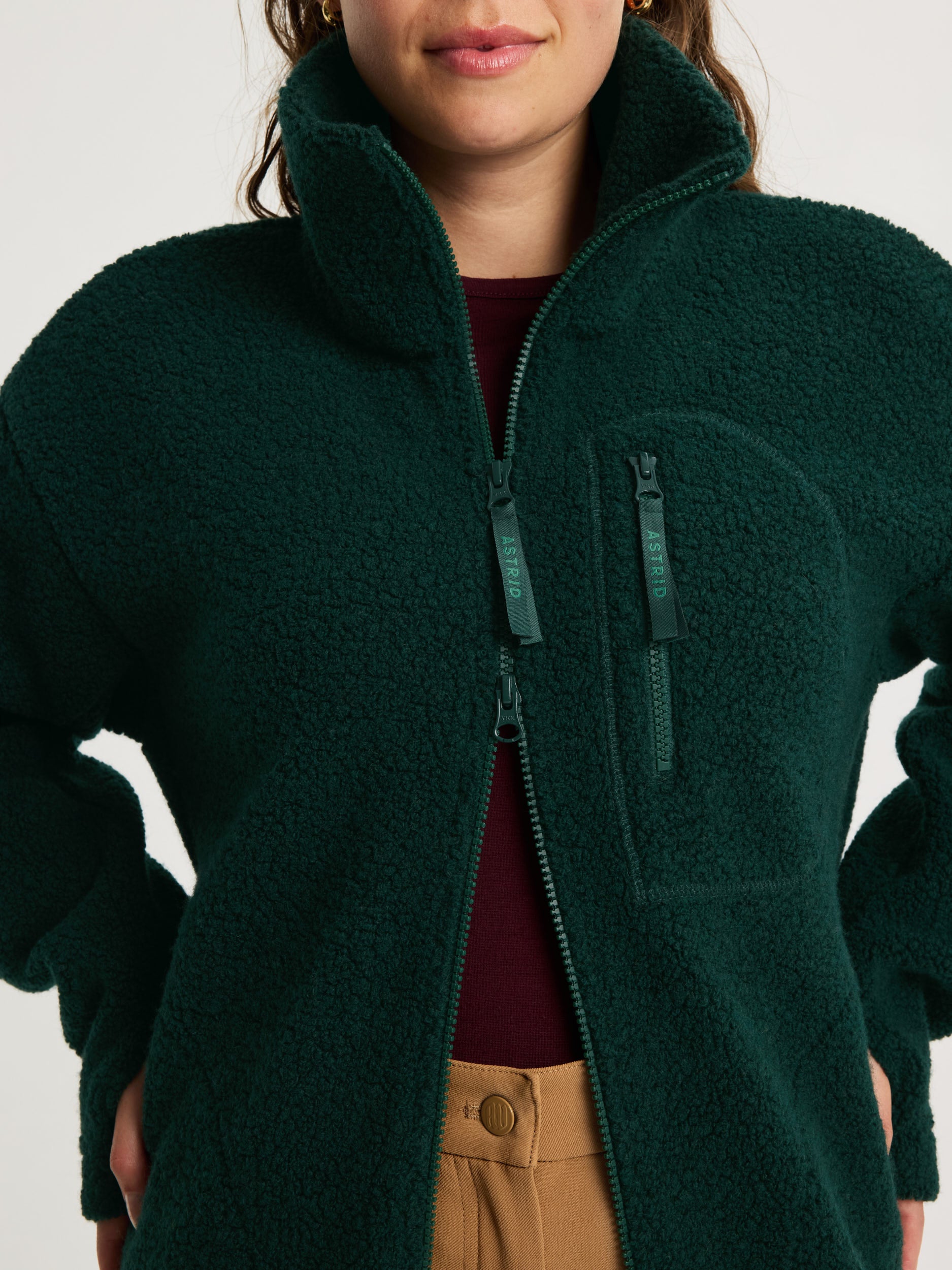 women's fleece jacket dark green