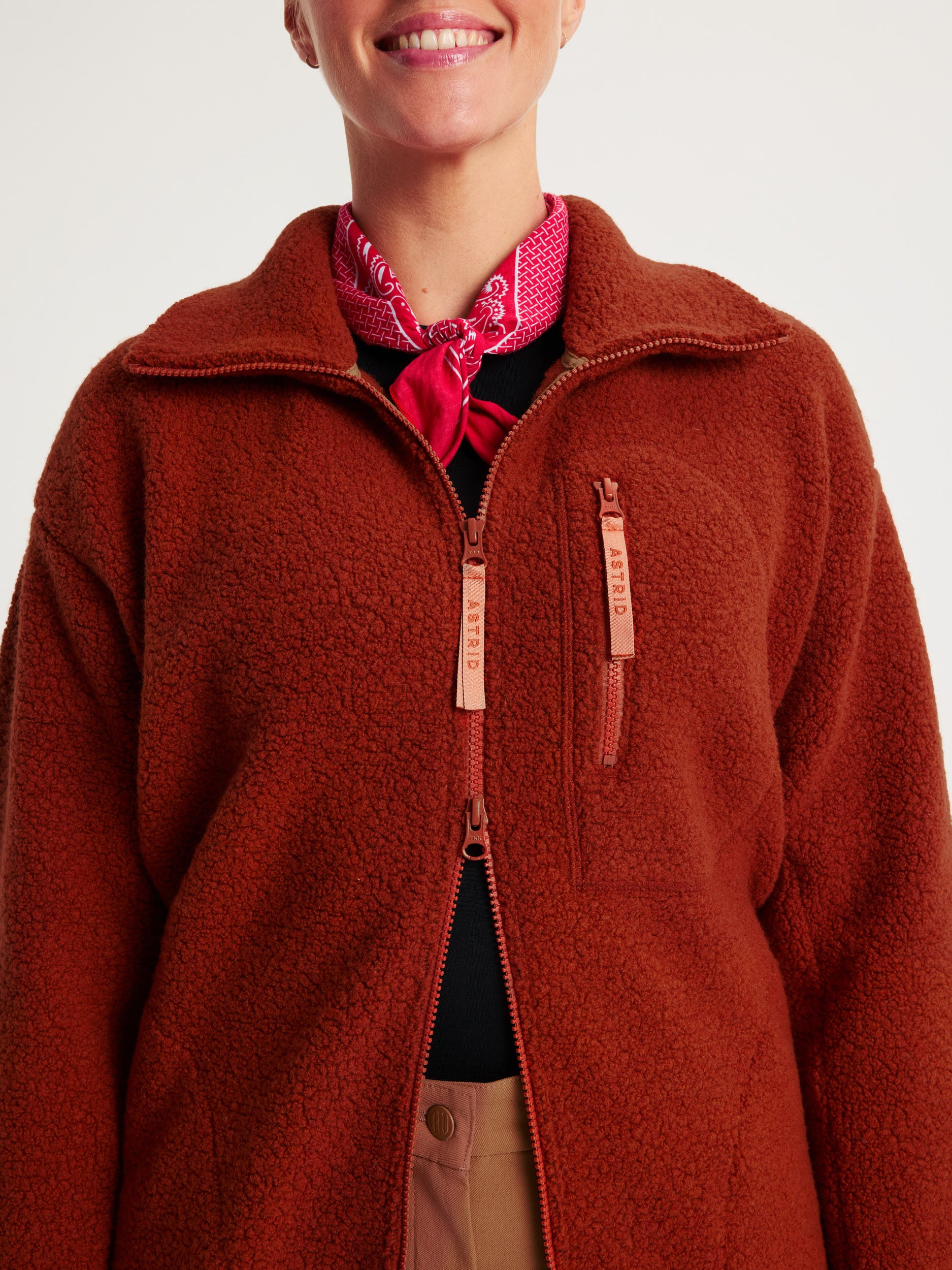 women's fleece jacket rust