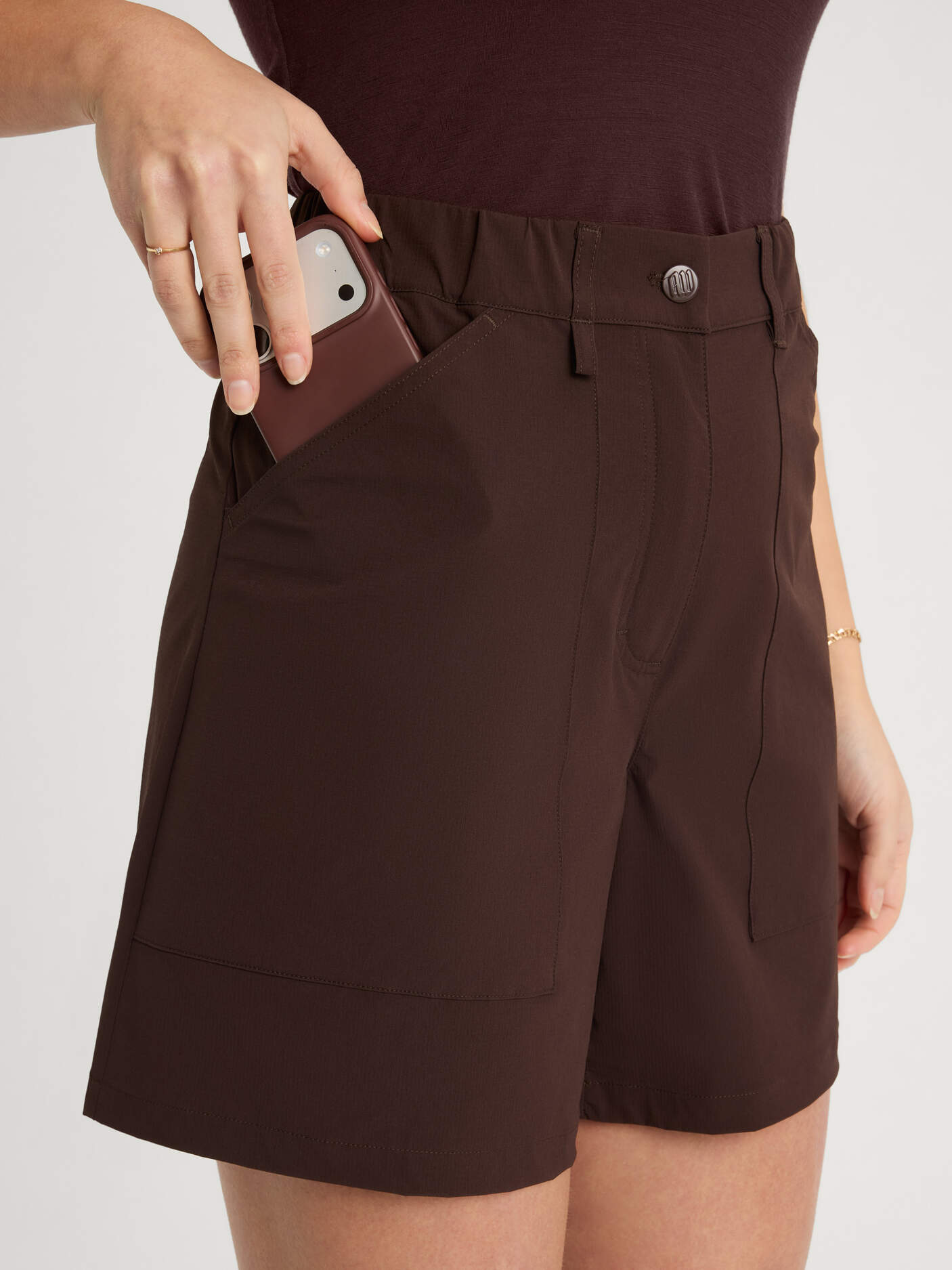 women's outdoor shorts high waist brown