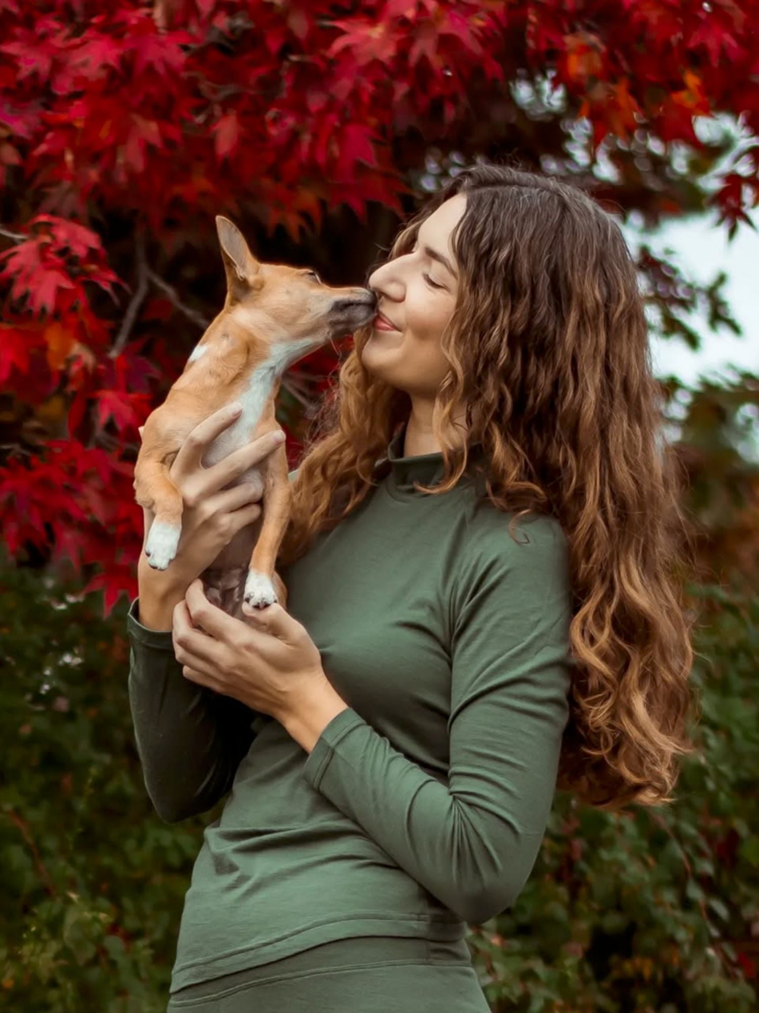 women's merino long sleeve mock neck green