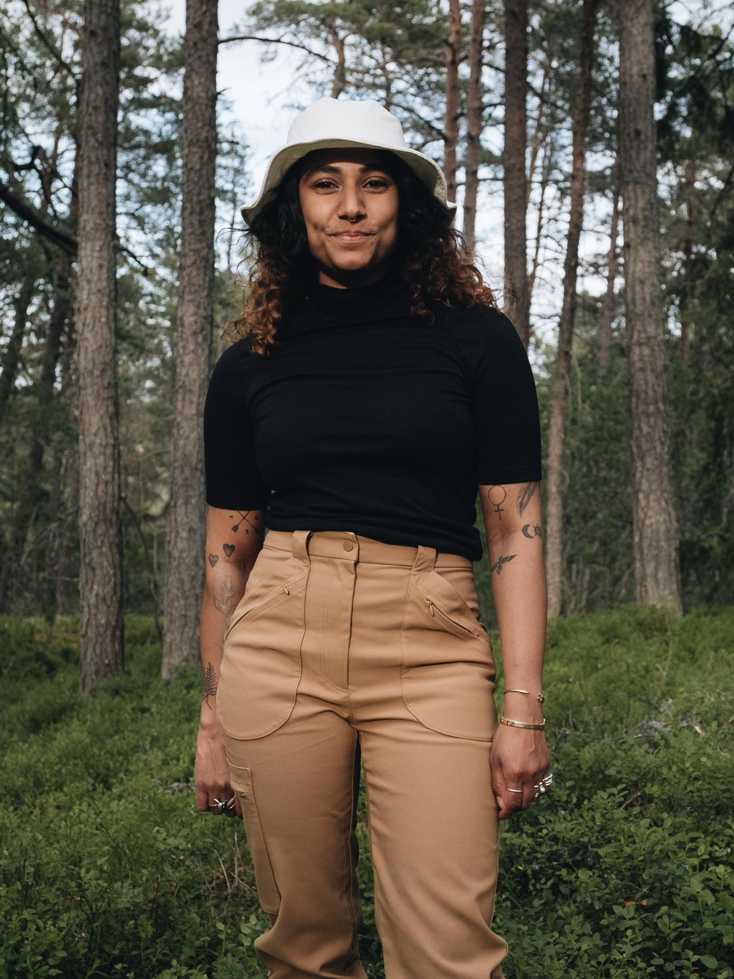 women's merino short sleeve mock neck black