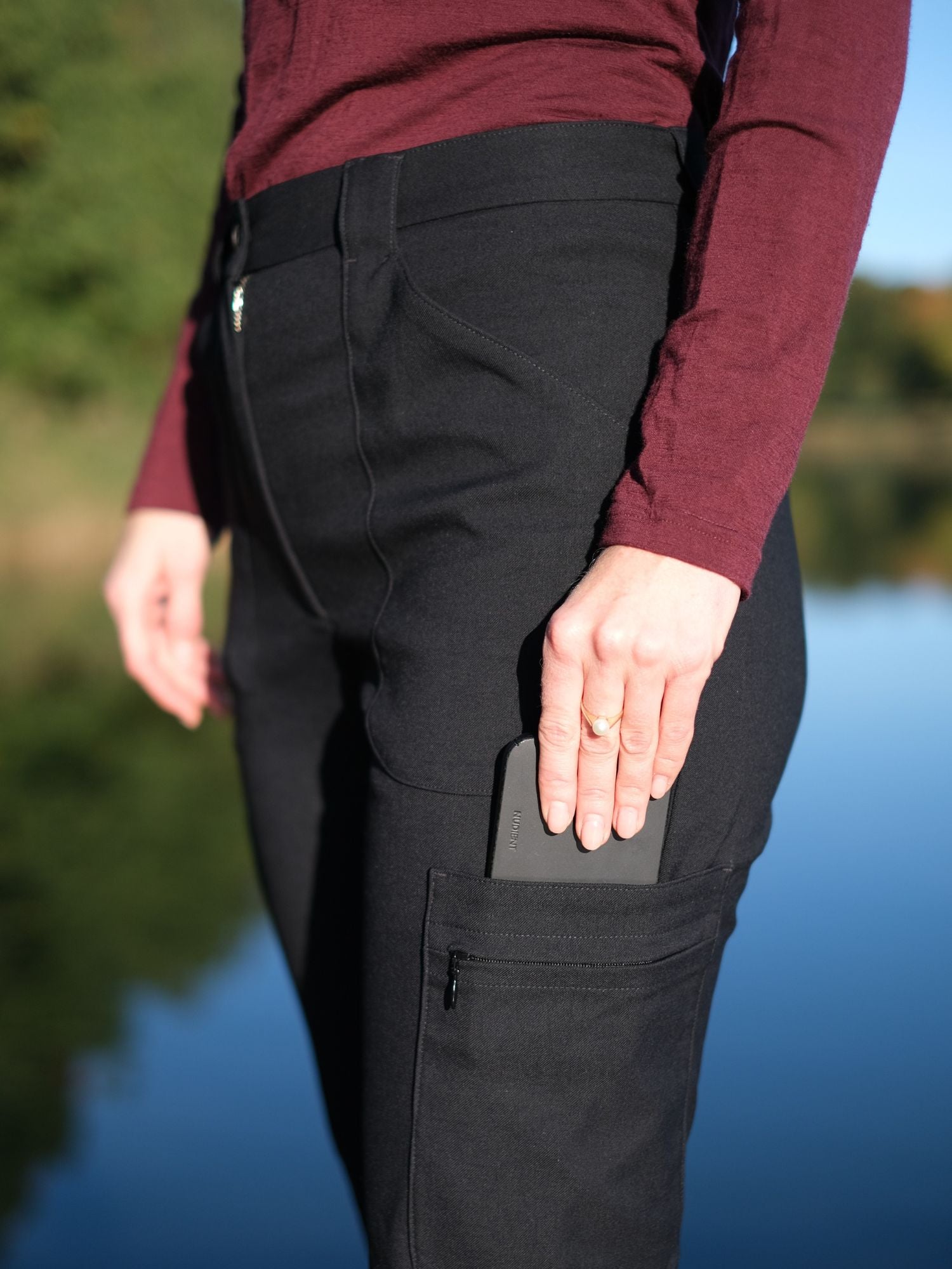women's hiking pants high waist black