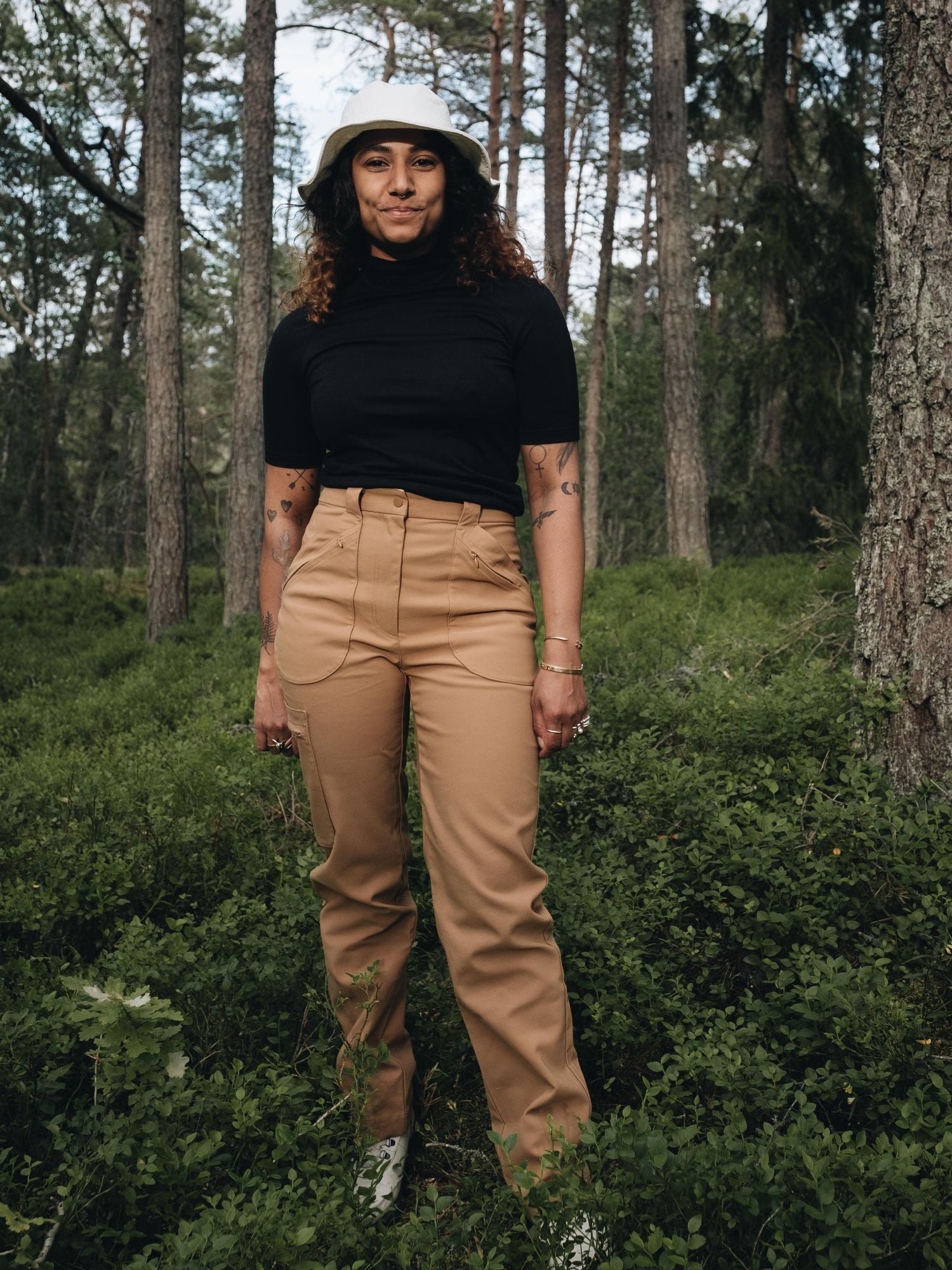 women's hiking pants high waist camel