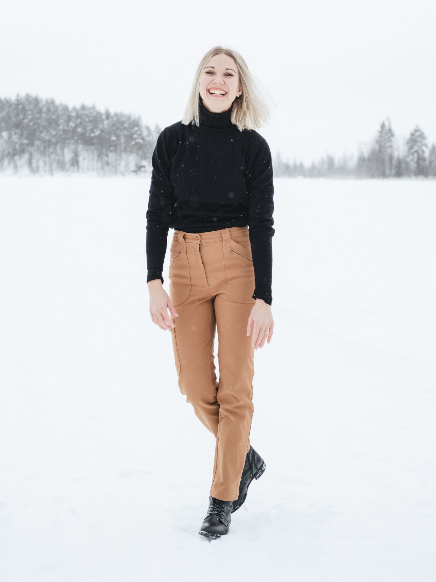 women's hiking pants high waist camel