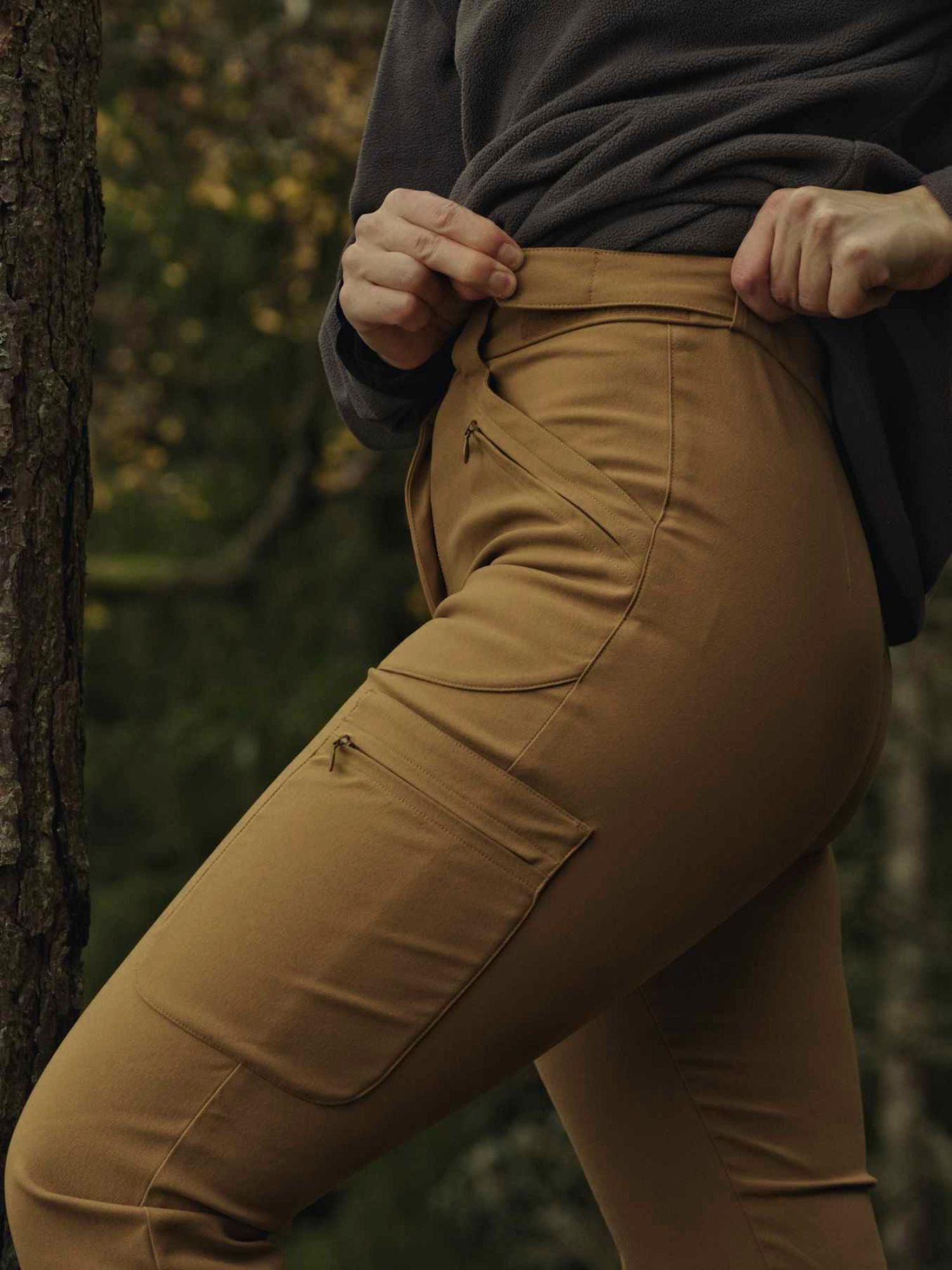 women's hiking pants adjustable waist camel