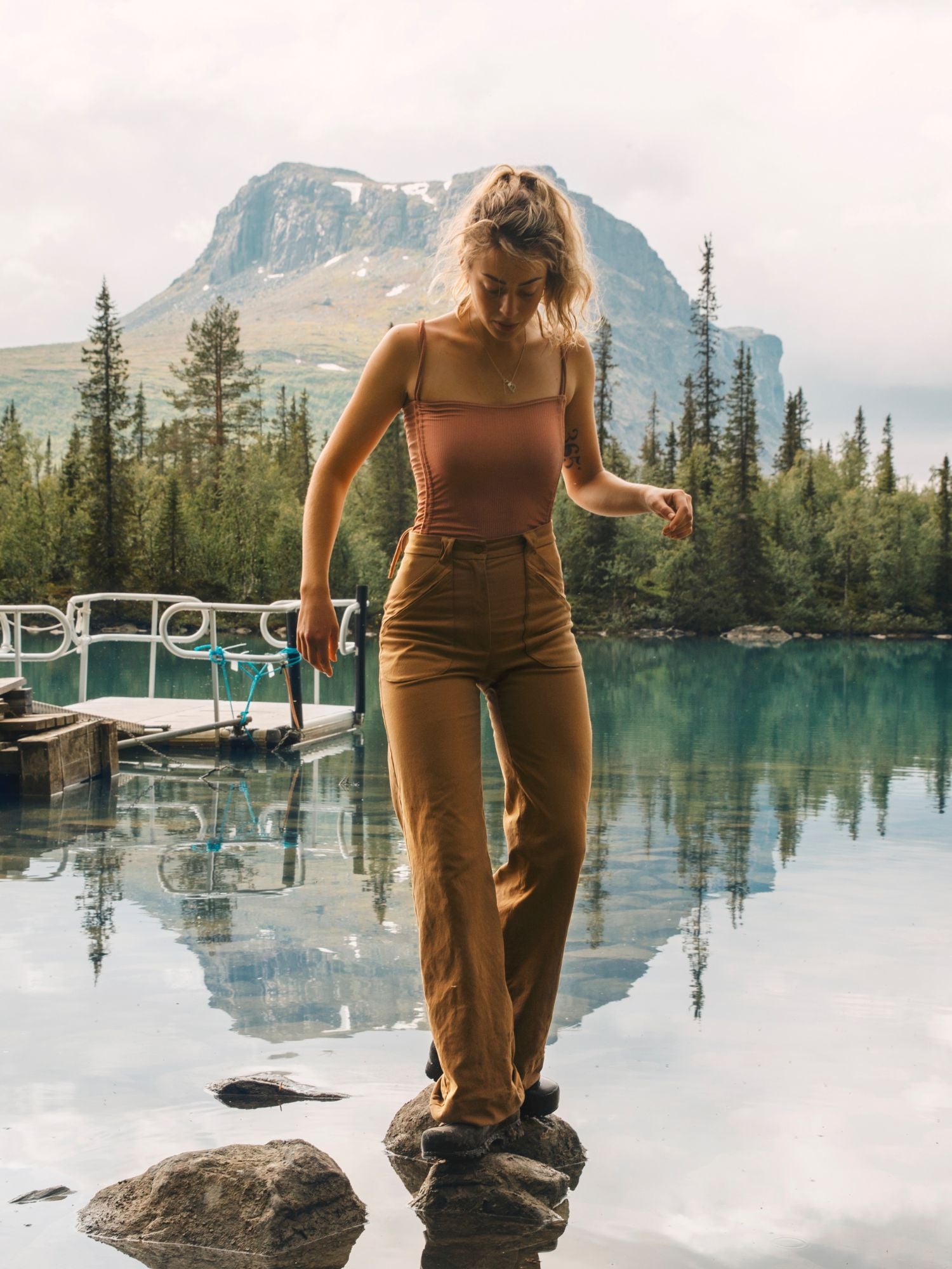 women's outdoor pants high waist camel