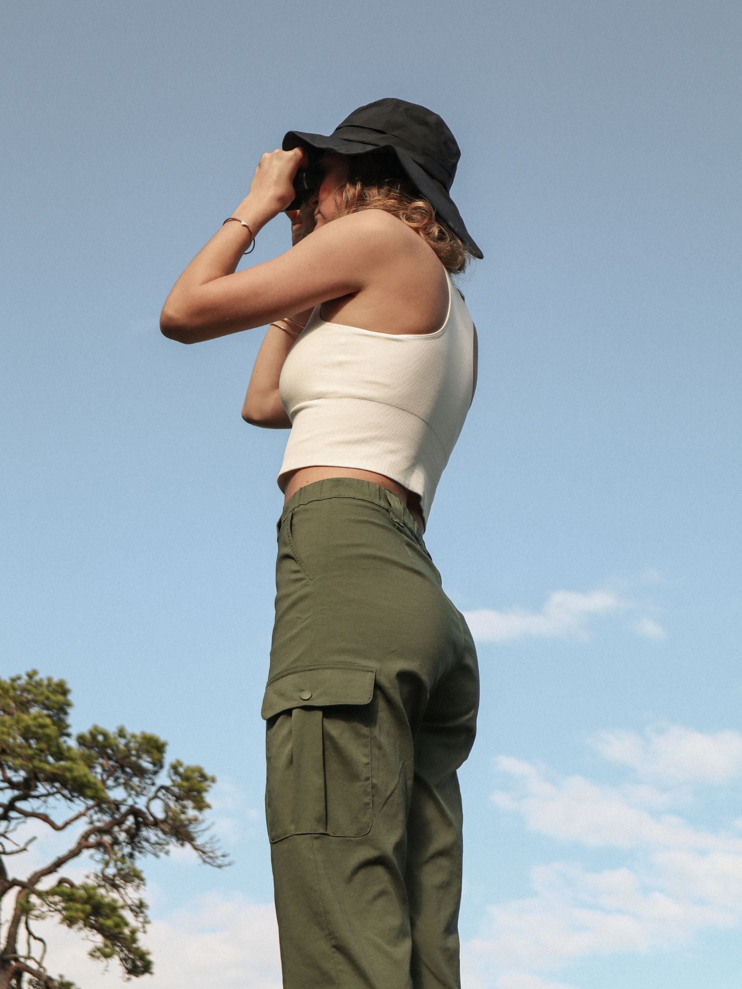 women's cargo pants high waist green