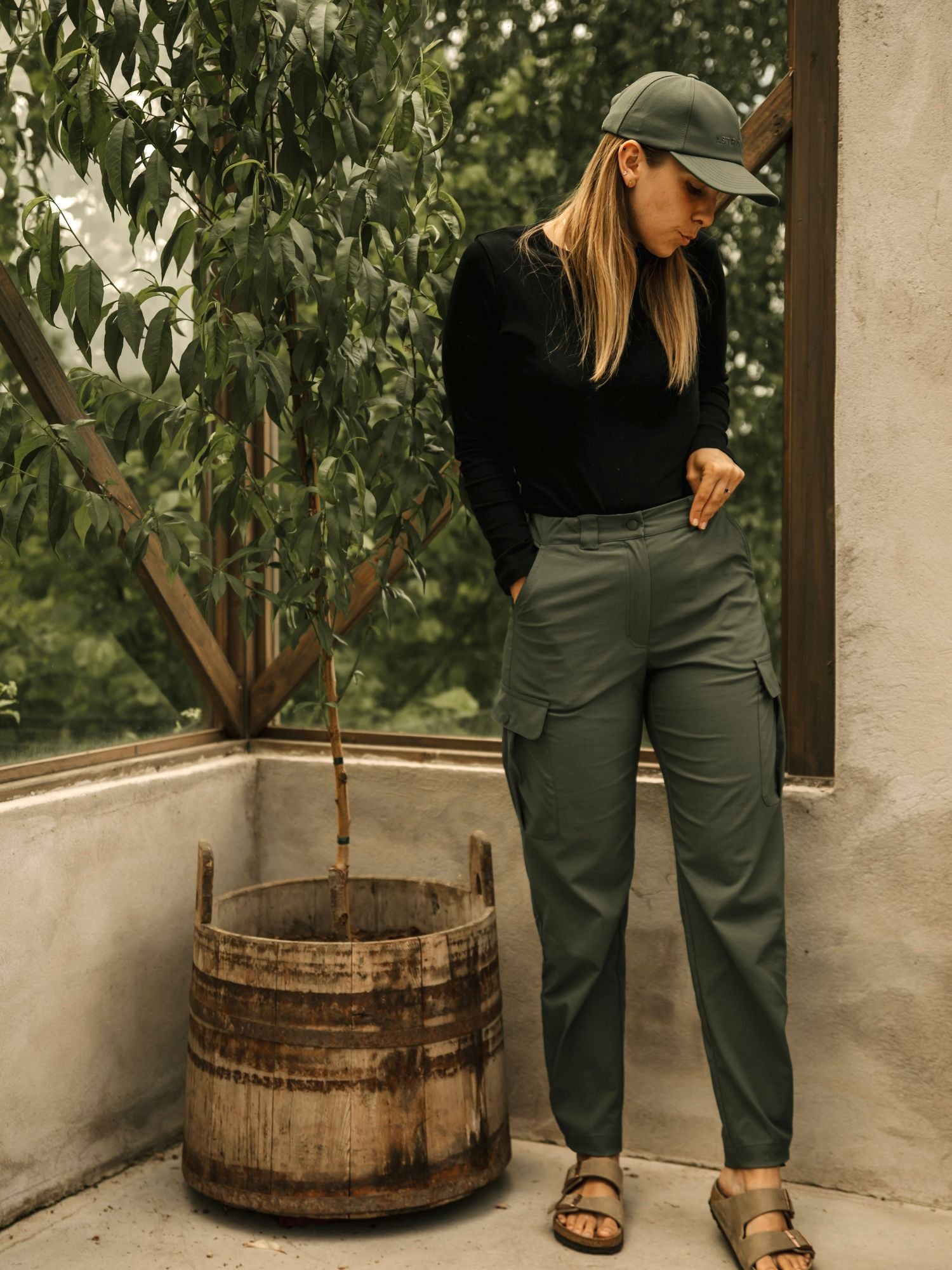 women's cargo pants high waist green