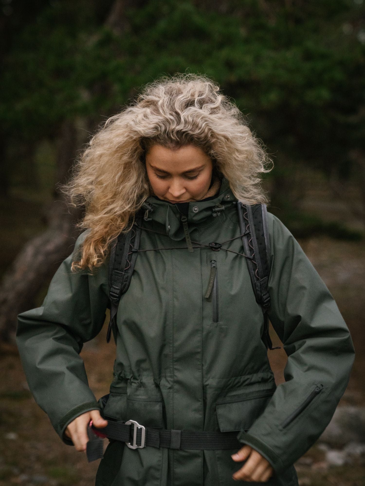 women's waterproof 3L shell jacket green
