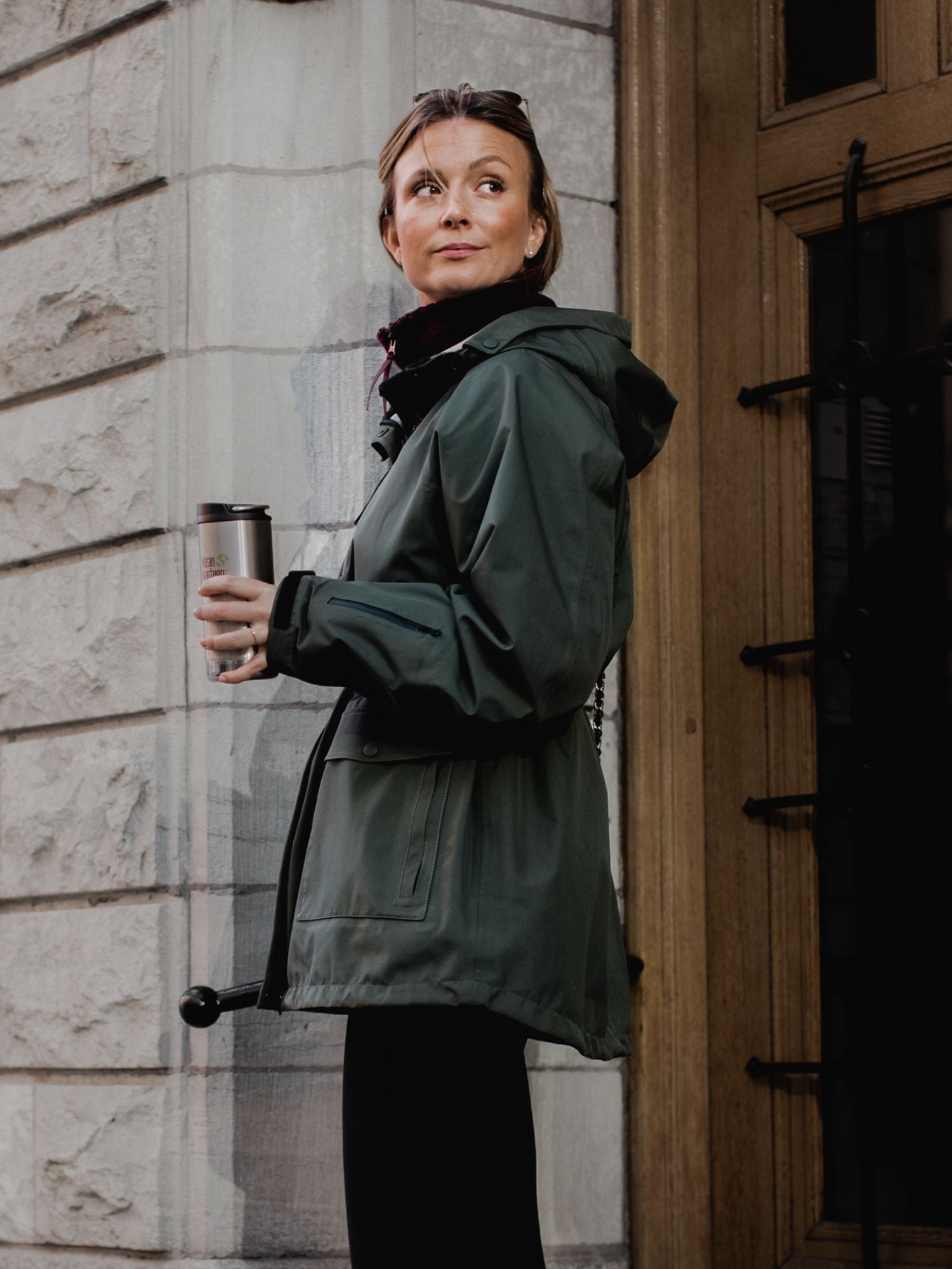 women's waterproof 3L shell jacket green