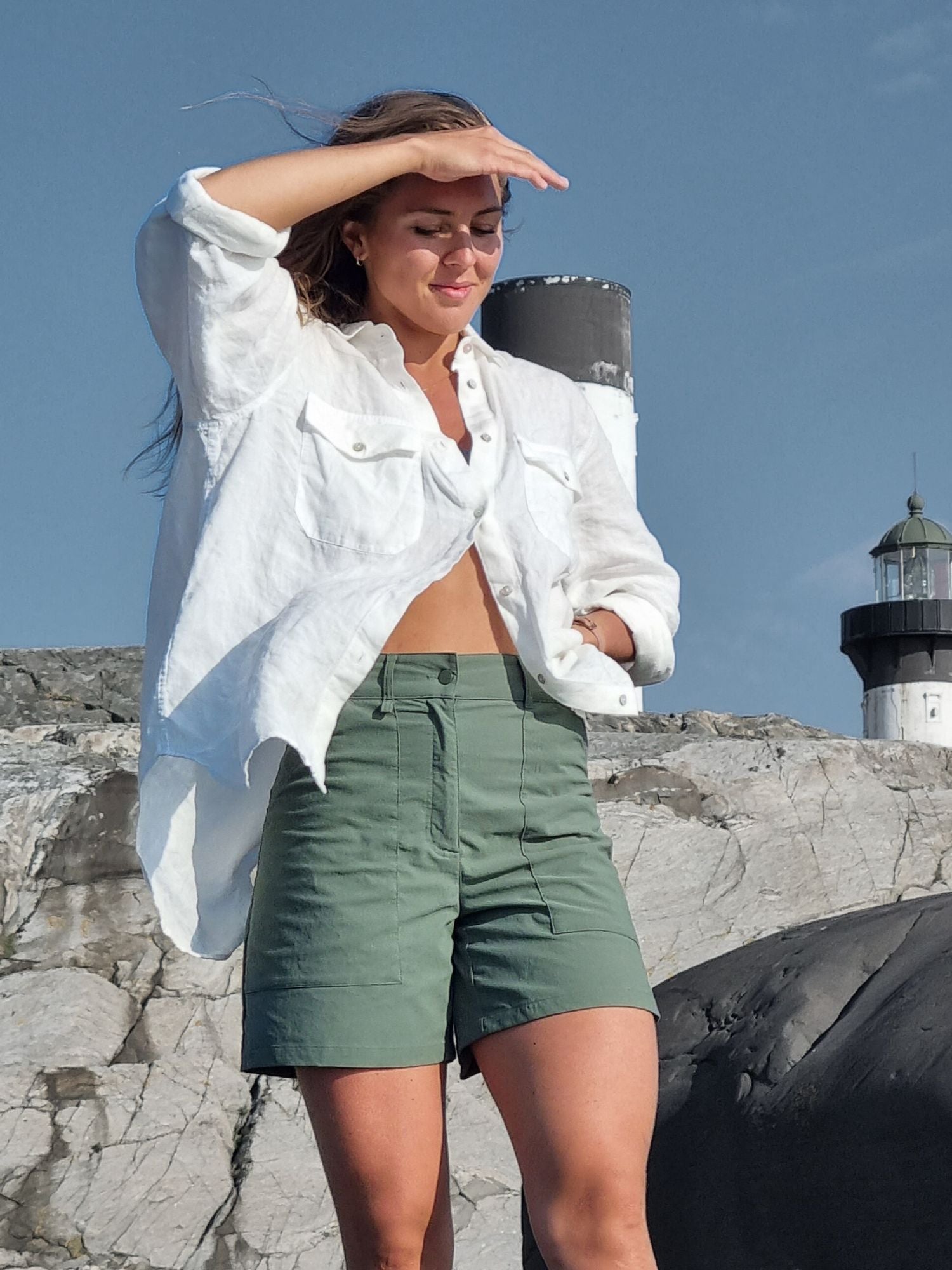 women's outdoor shorts high waist green