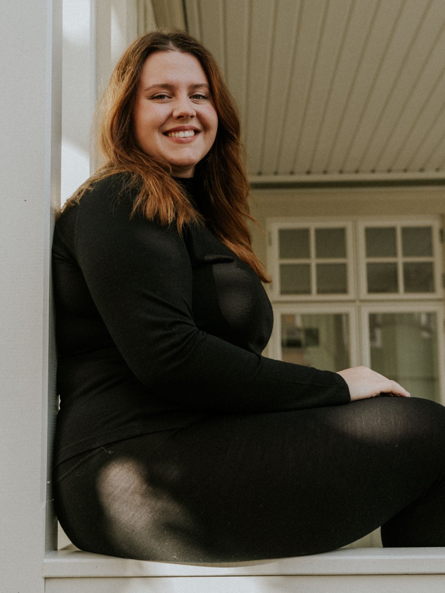 women's merino top long sleeve black