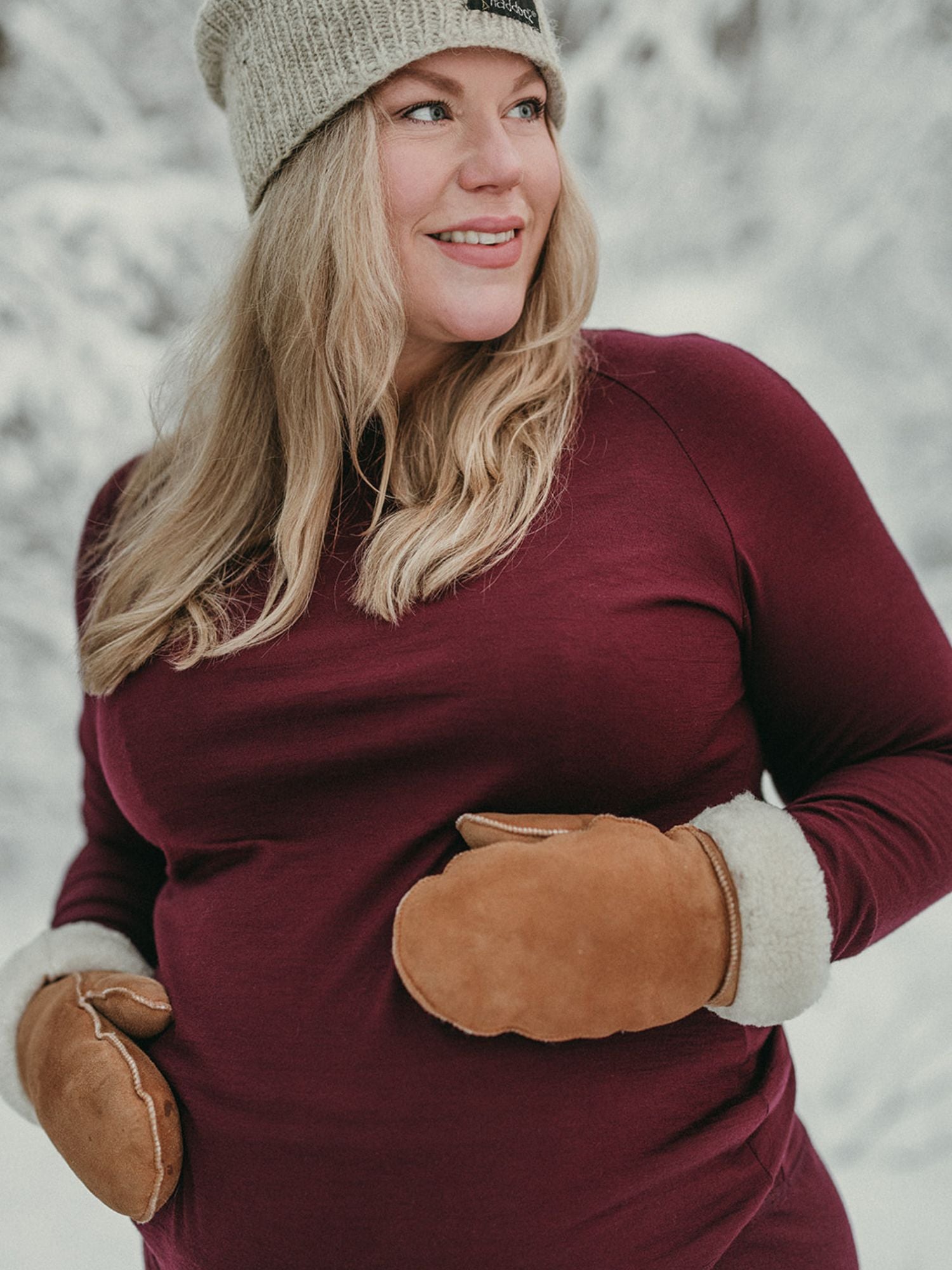 women's merino top long sleeve burgundy