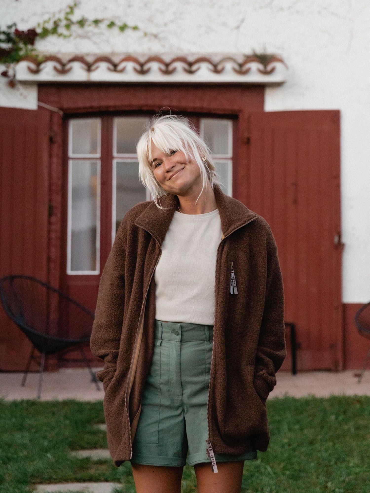 women's fleece jacket brown