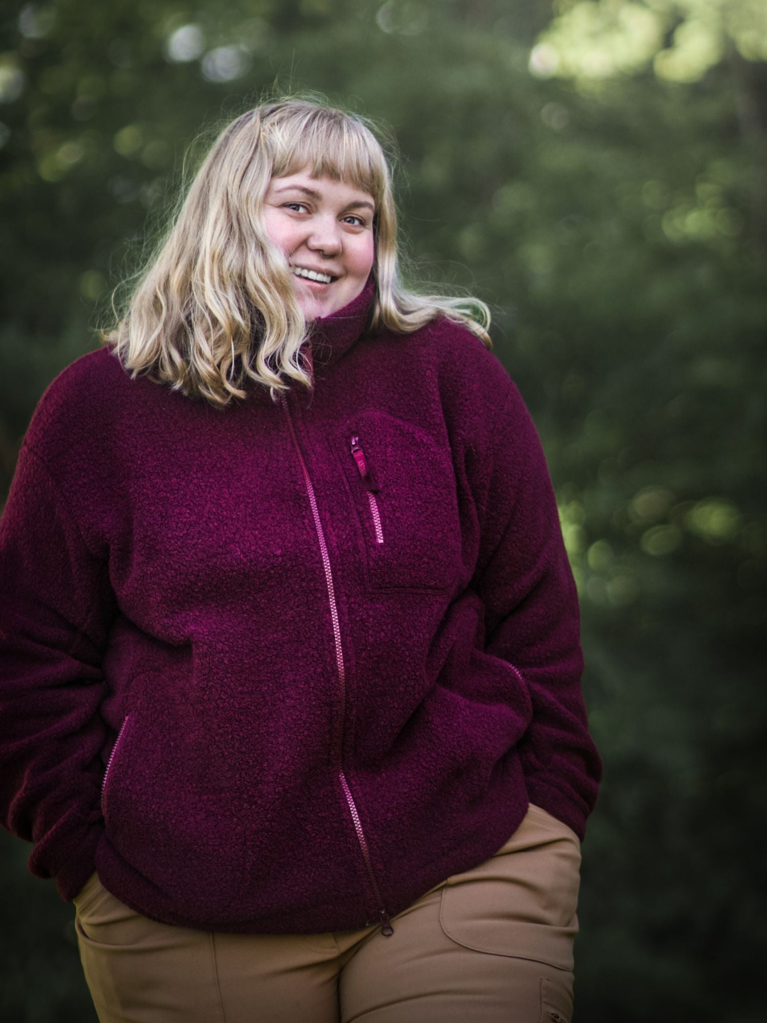 women's fleece jacket burgundy