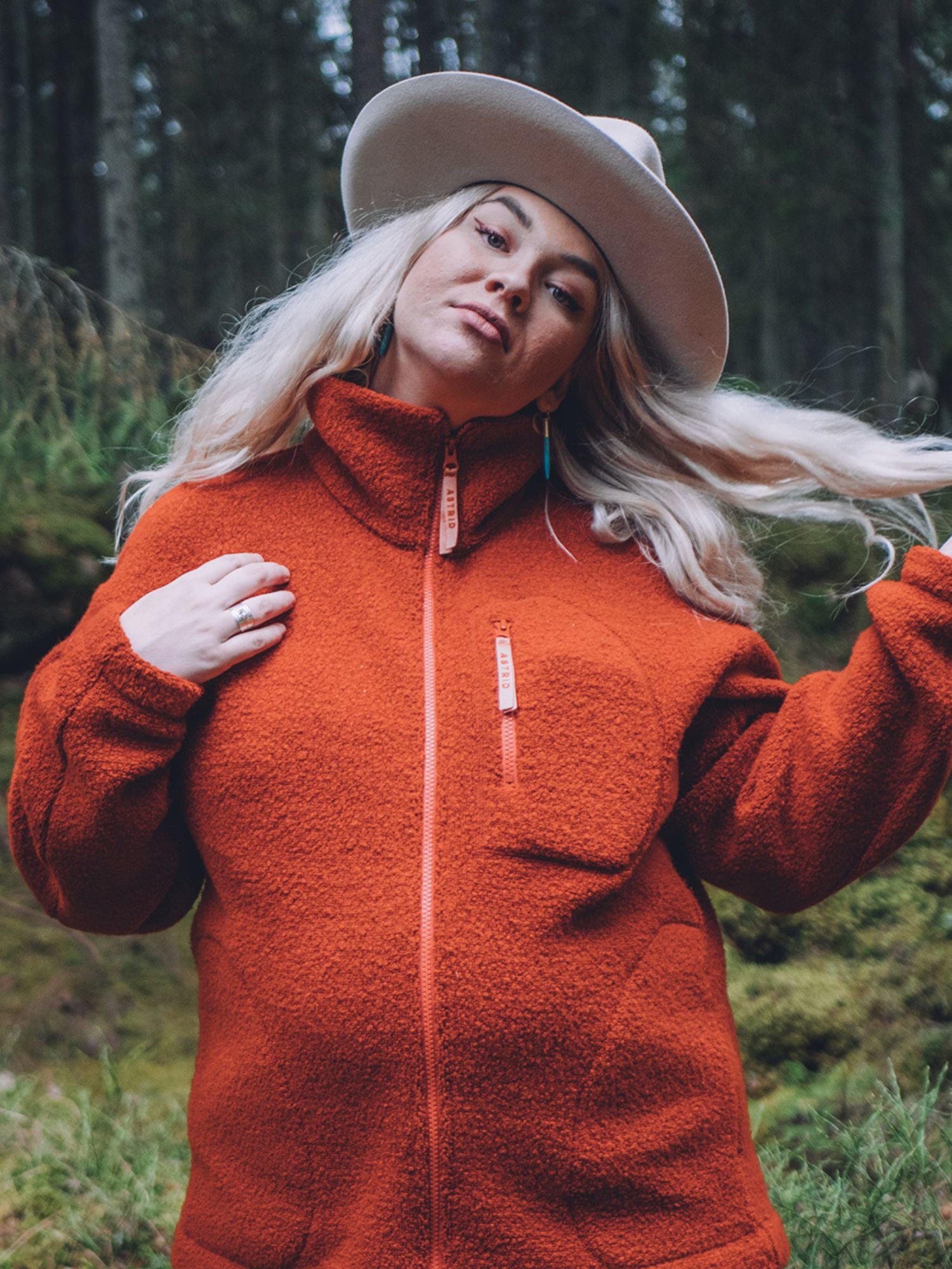 women's fleece jacket rust