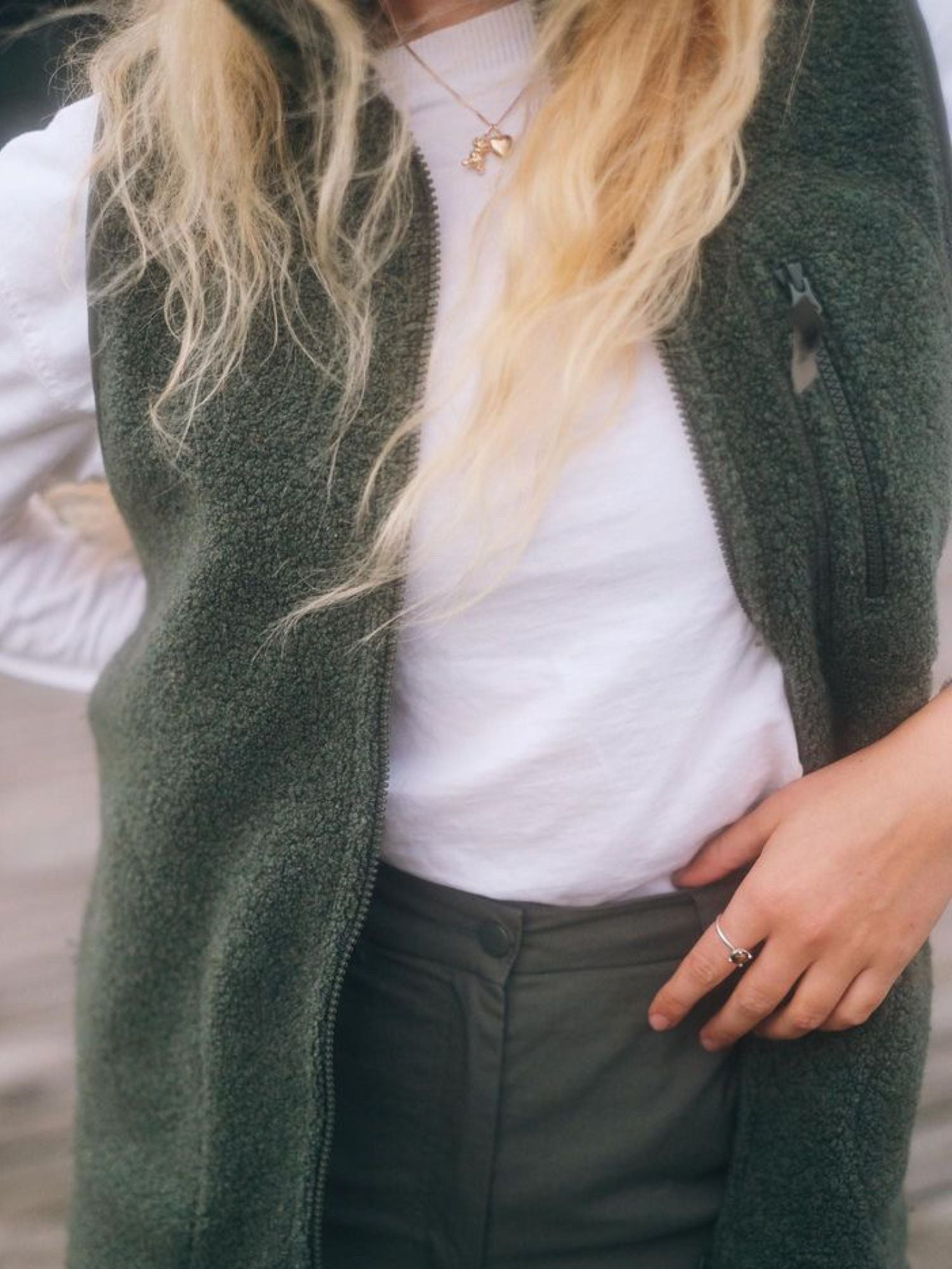 women's fleece vest green