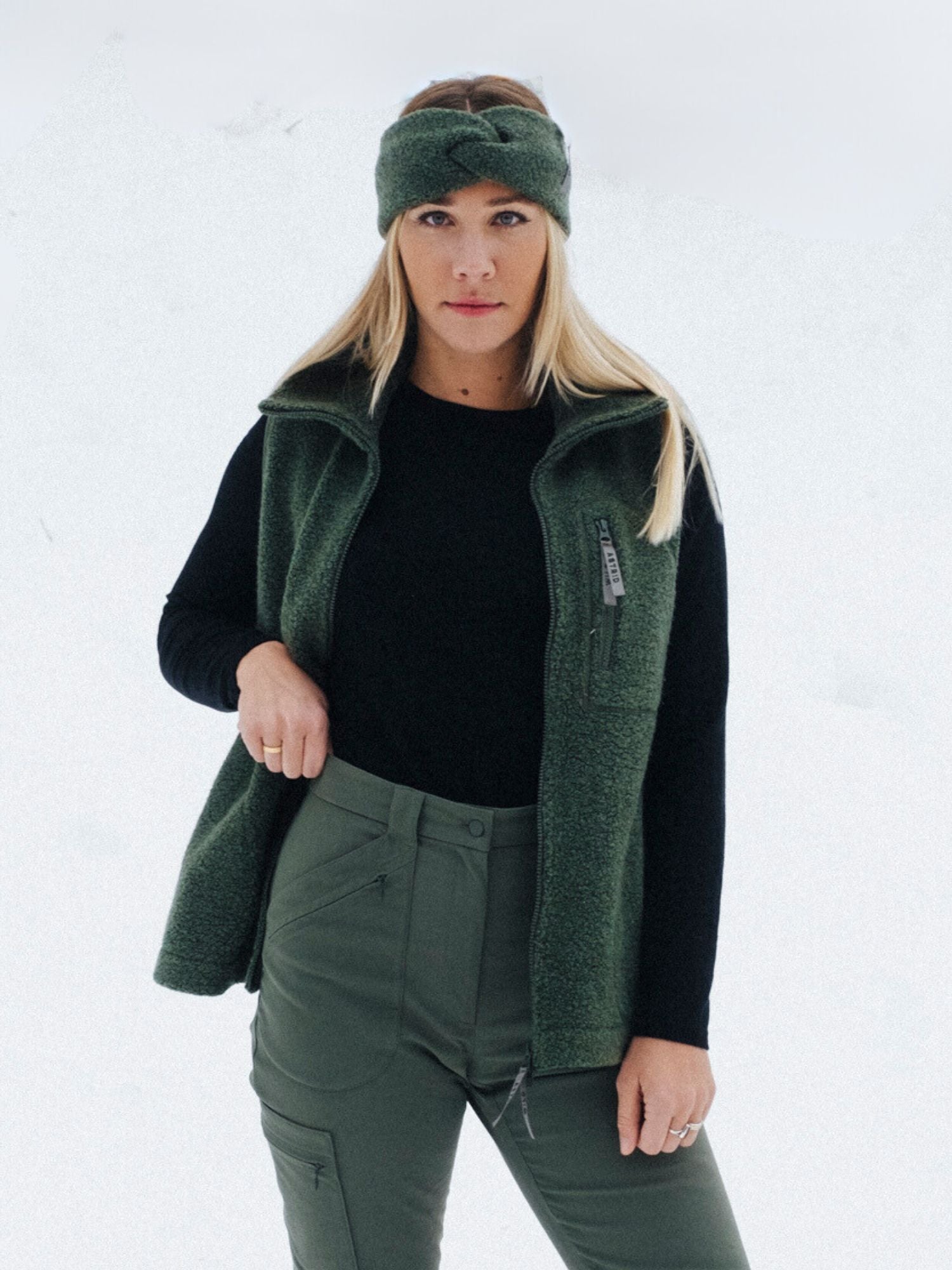 women's fleece vest green
