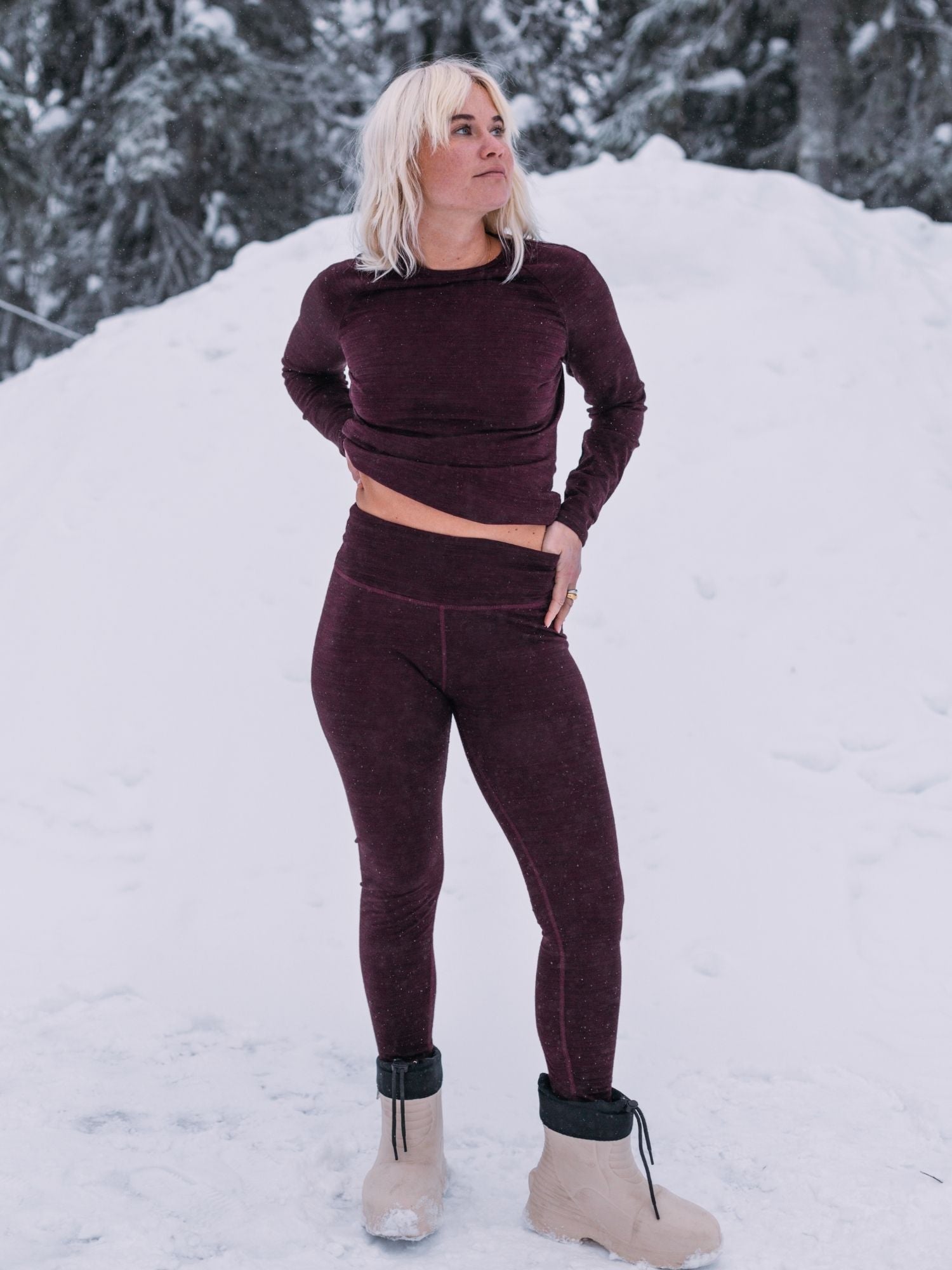 women's base layer pants burgundy