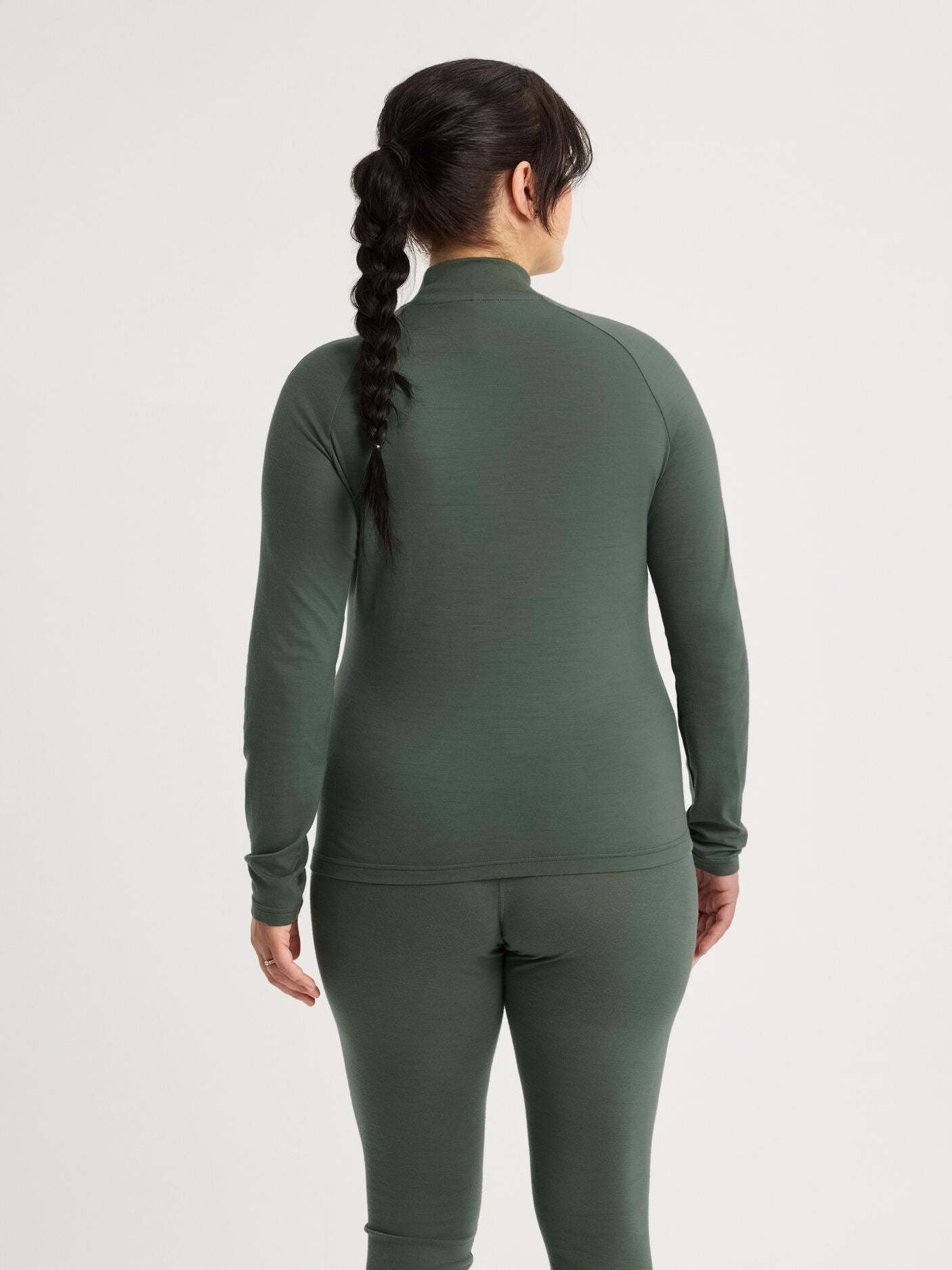 women's merino long sleeve mock neck green [[L - 175cm / 5’9'']]