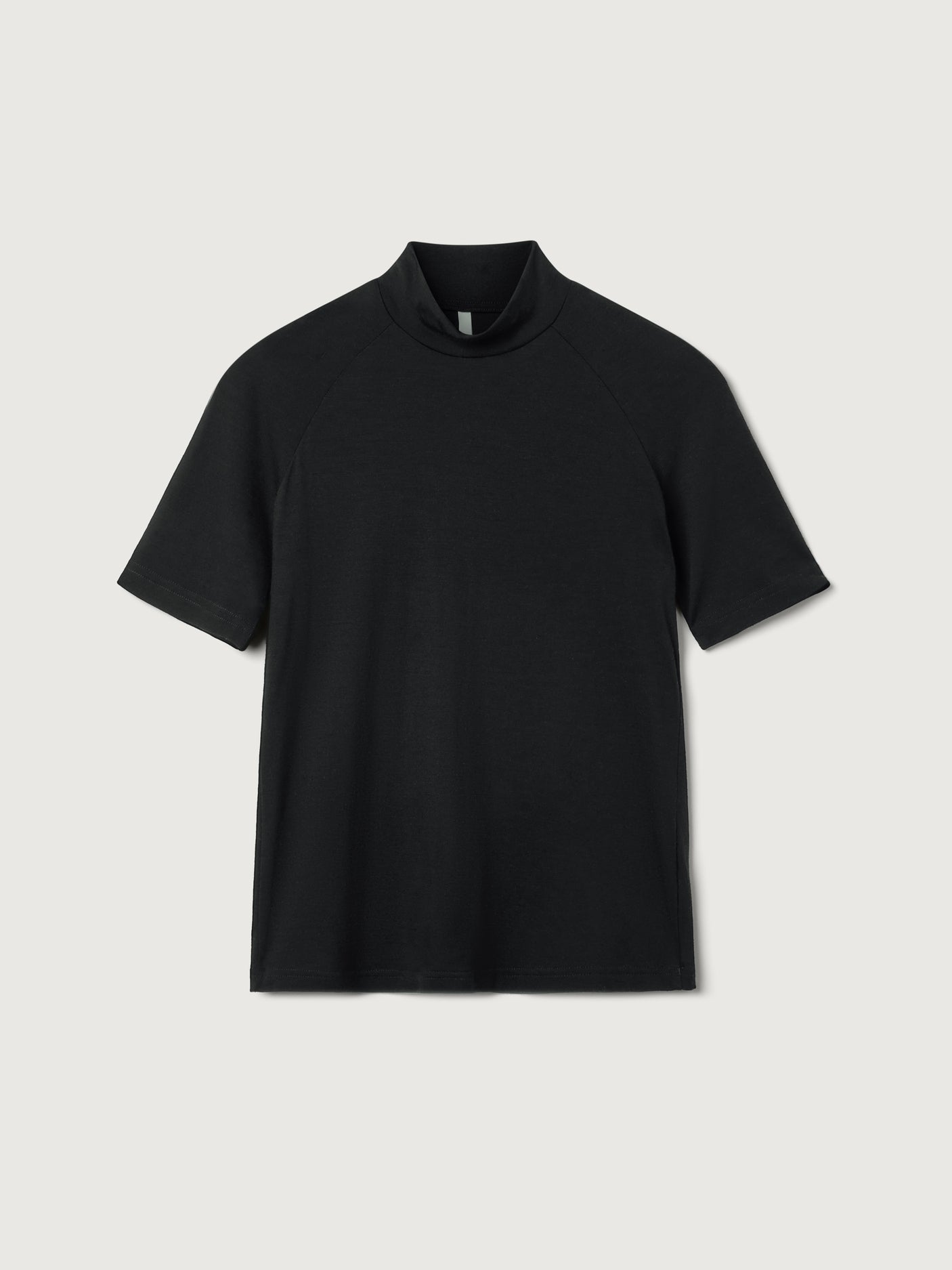 women's merino short sleeve mock neck black