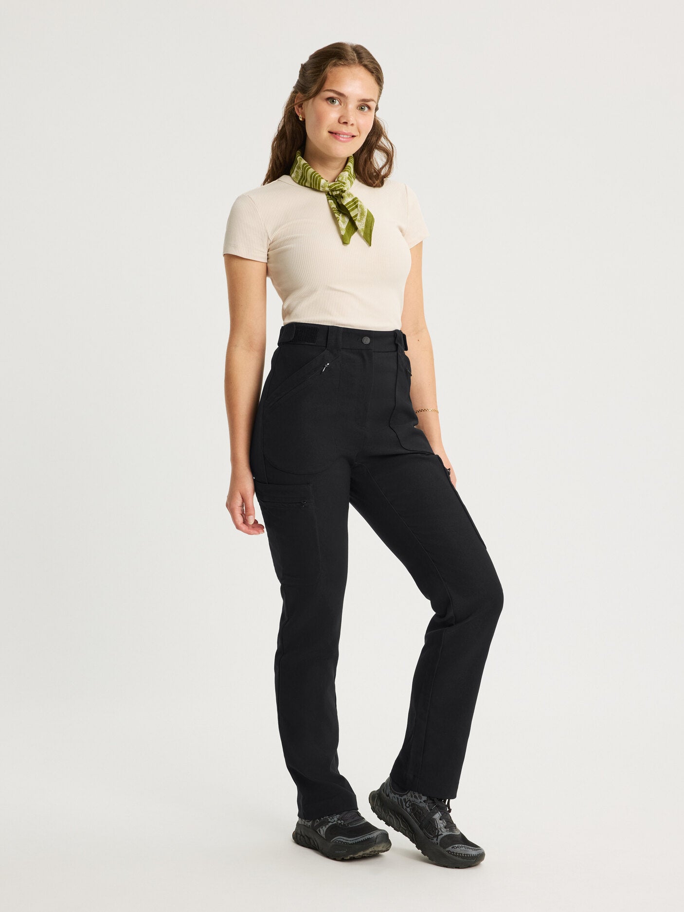 women's hiking pants adjustable waist black [[36 R - 167cm / 5'6'']]