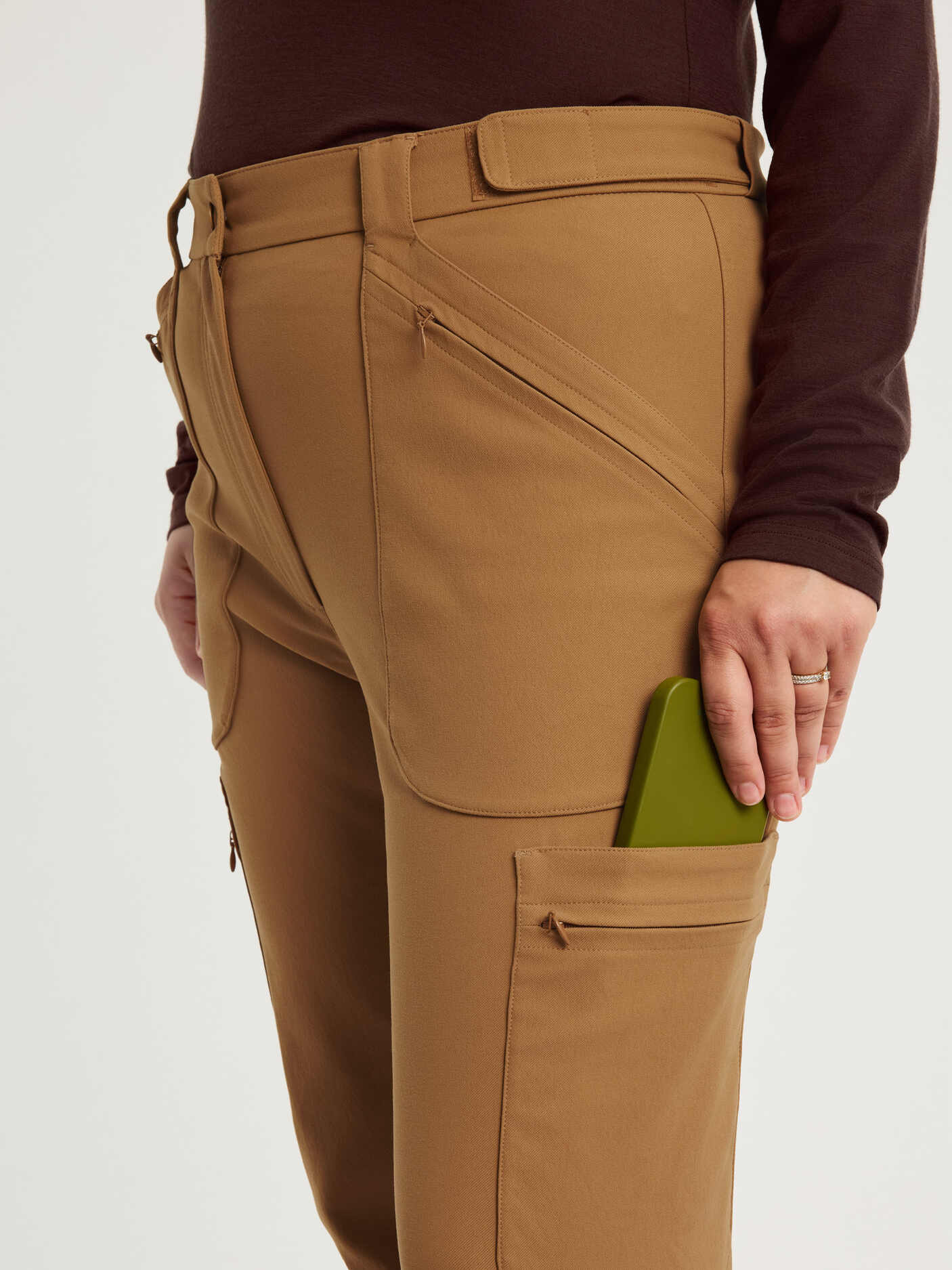 women's hiking pants adjustable waist camel