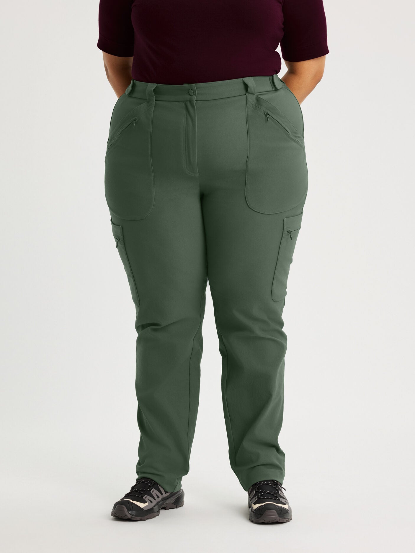 women's hiking pants adjustable waist green [[56 T - 177cm / 5'10'']]