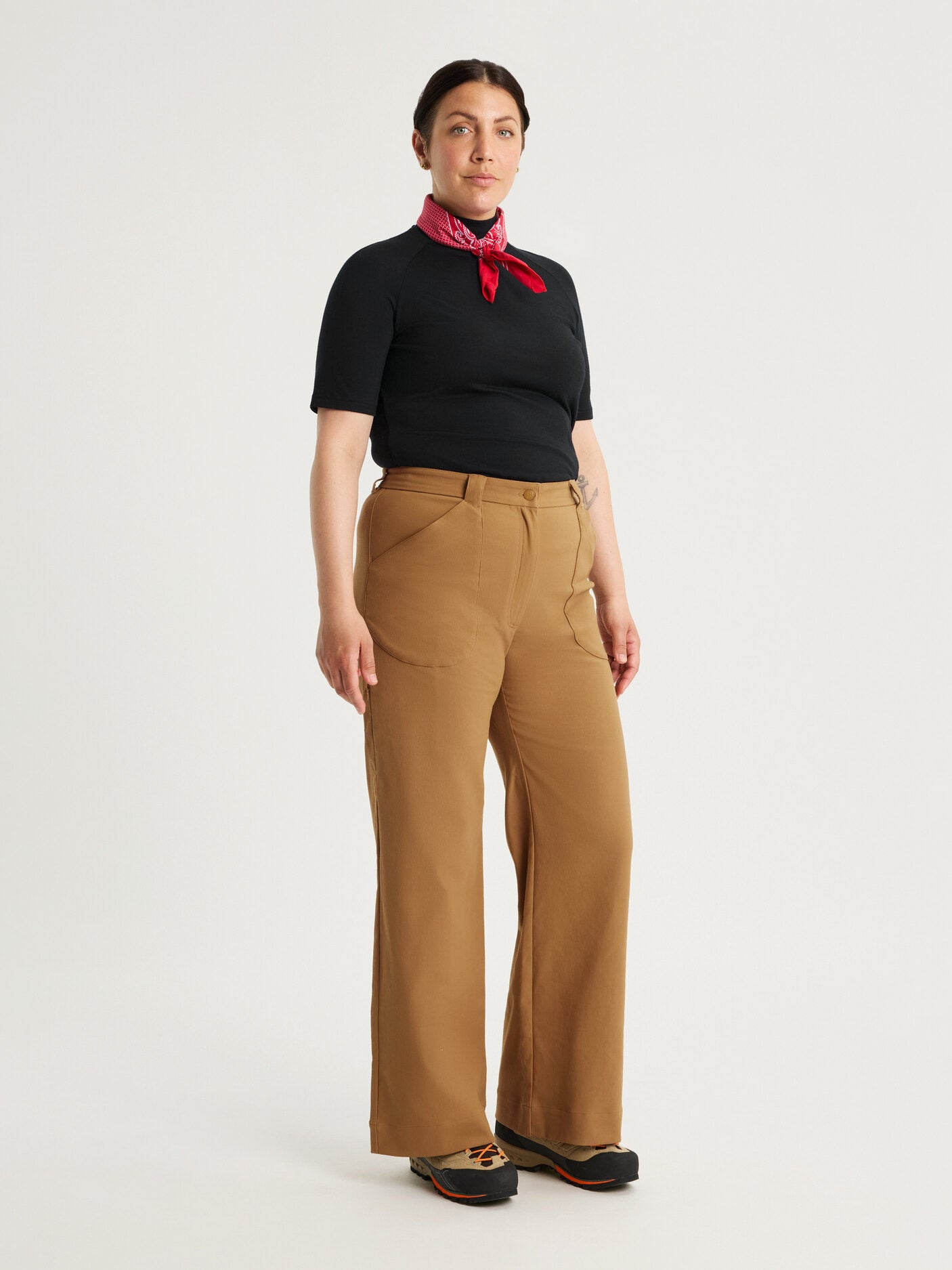 women's outdoor pants high waist camel [[44 R - 175cm / 5’9'']]