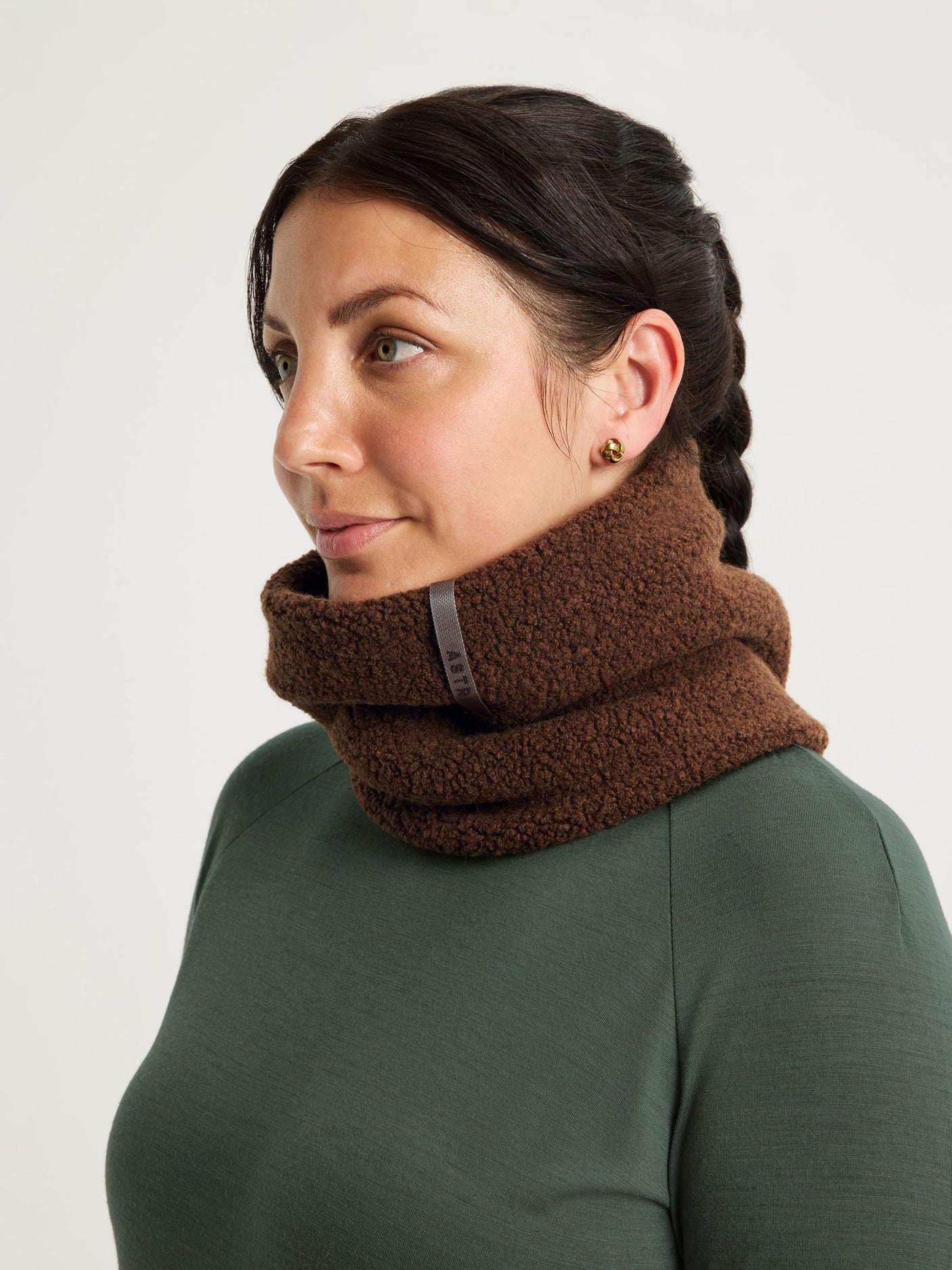 women's wool neckwarmer brown