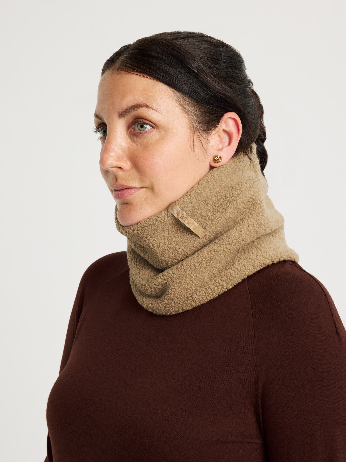 women's wool neckwarmer camel