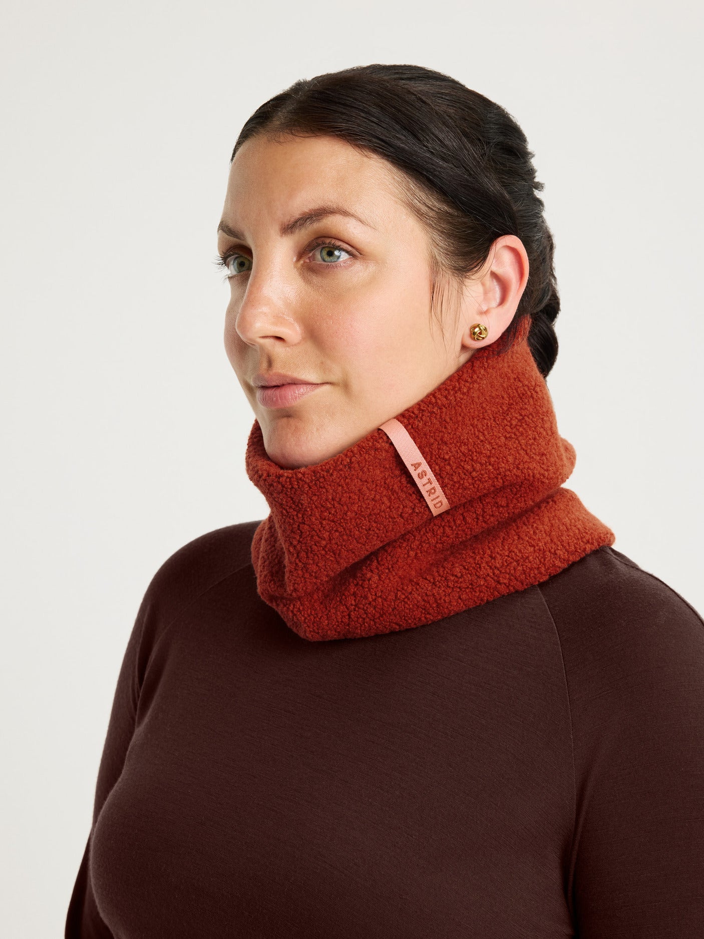 women's wool neckwarmer rust