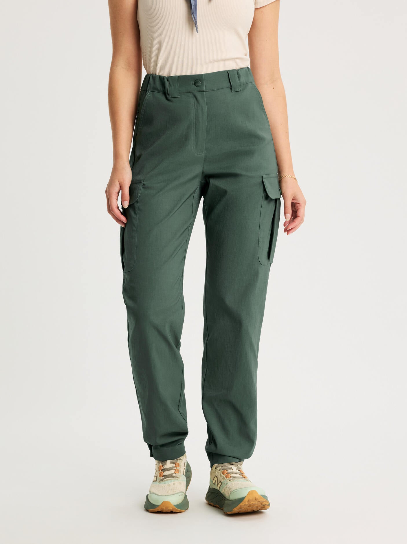 women's cargo pants high waist green [[36 R - 167cm / 5'6'']]