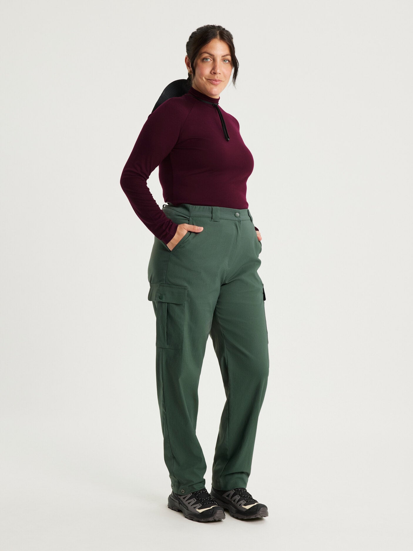 women's cargo pants high waist green [[44 R - 175cm / 5’9'']]