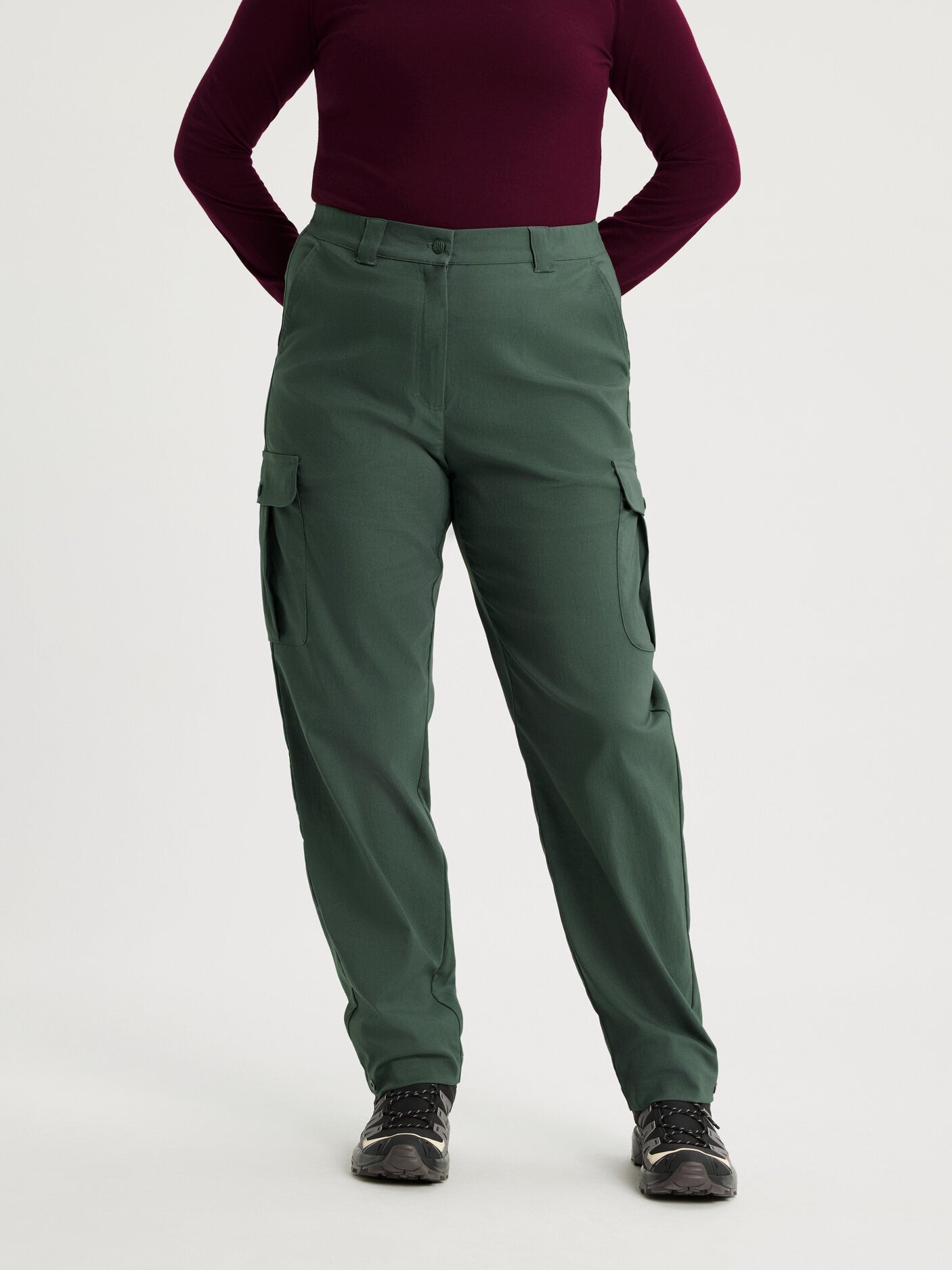 women's cargo pants high waist green [[44 R - 175cm / 5’9'']]