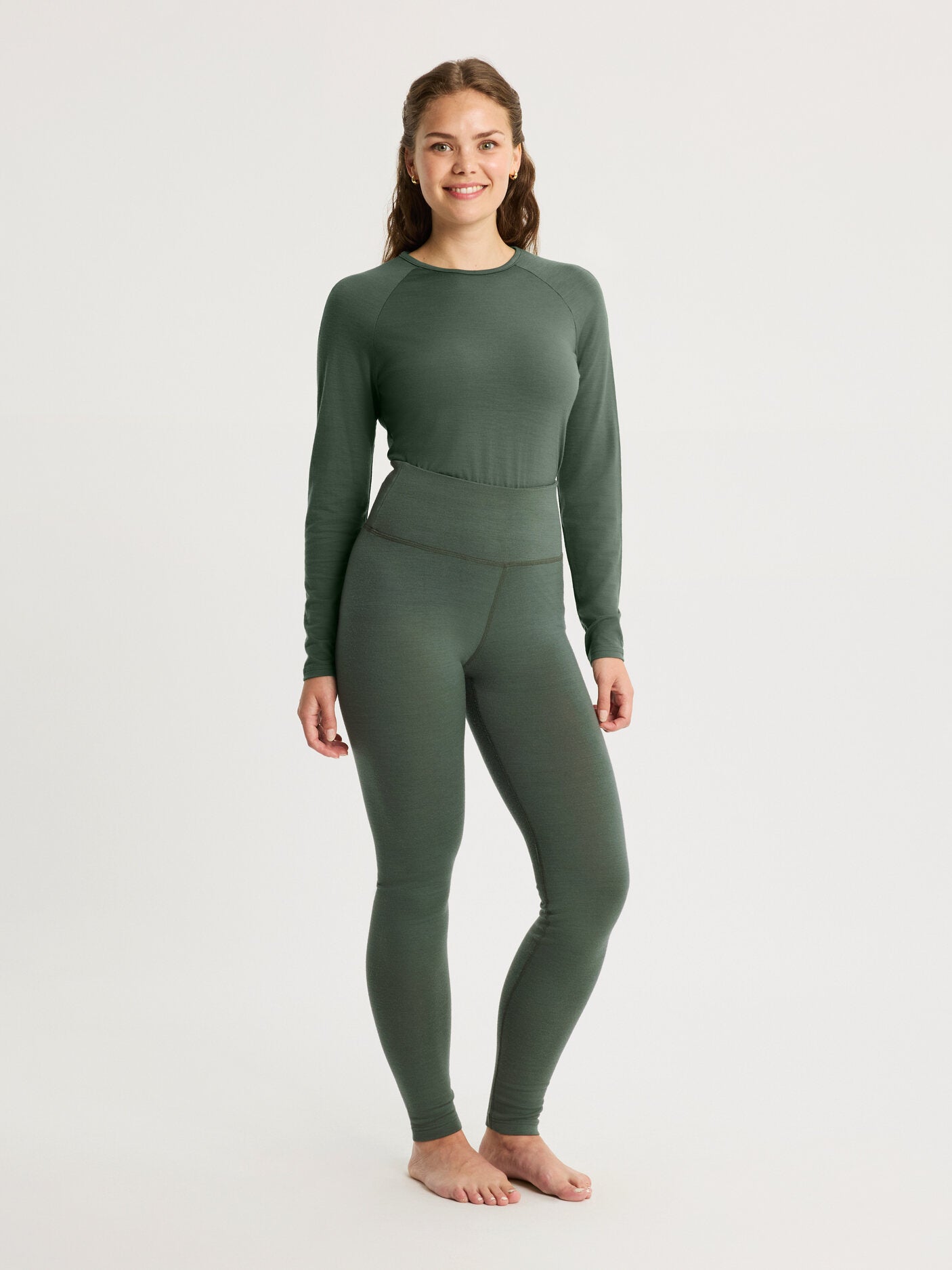 women's base layer pants green [[S - 167cm / 5'6'']]