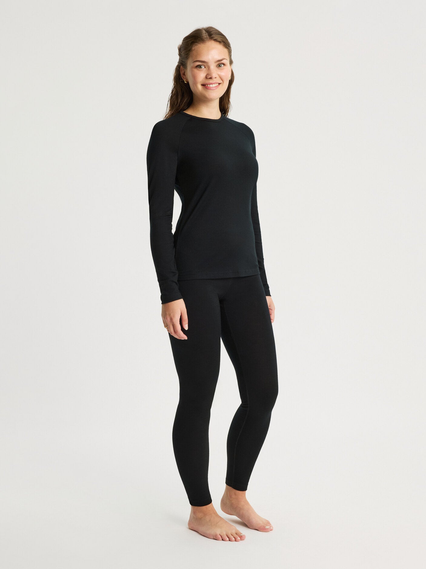 women's merino top long sleeve black [[S - 167cm / 5'6'']]