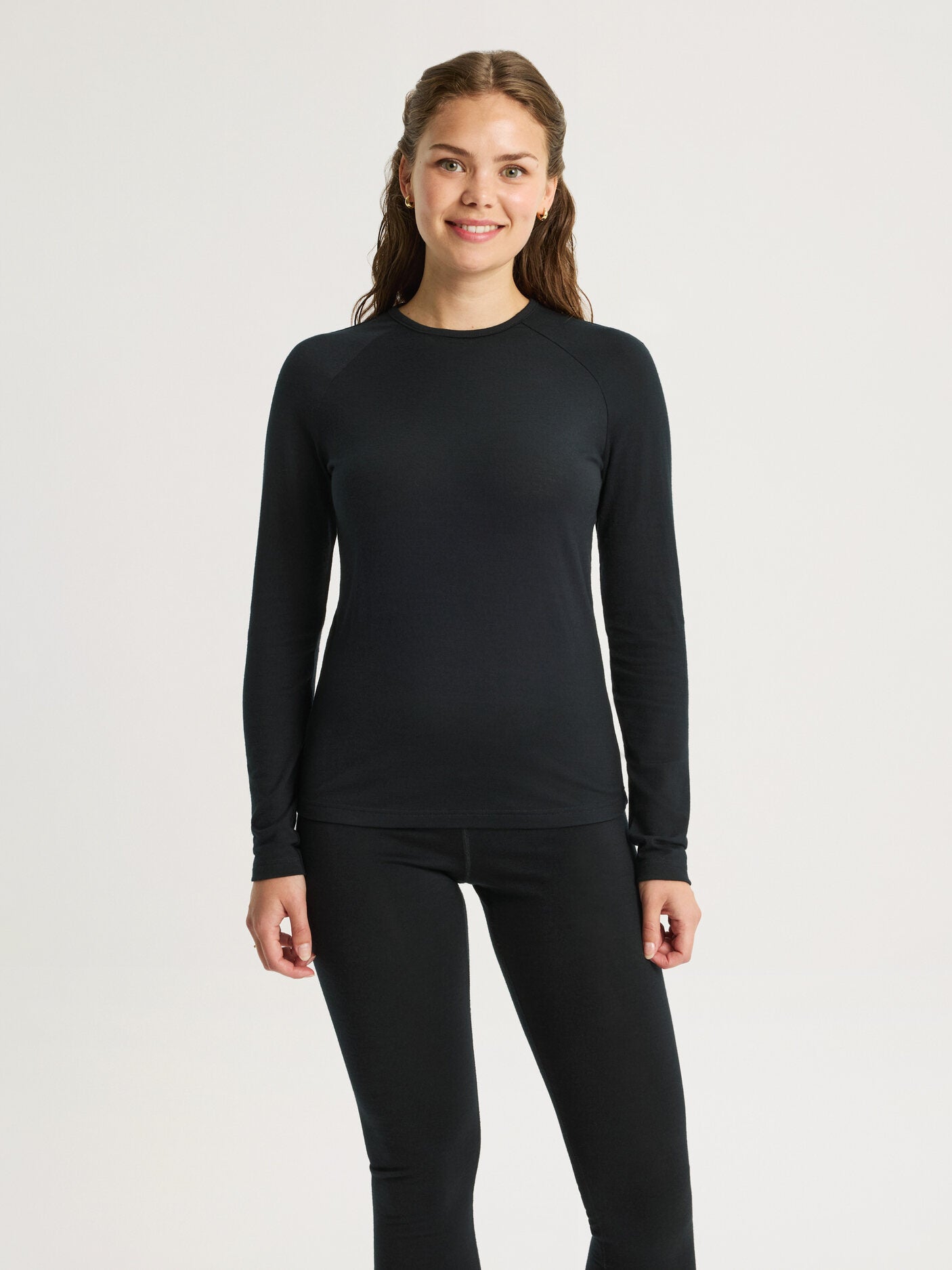 women's merino top long sleeve black [[S - 167cm / 5'6'']]