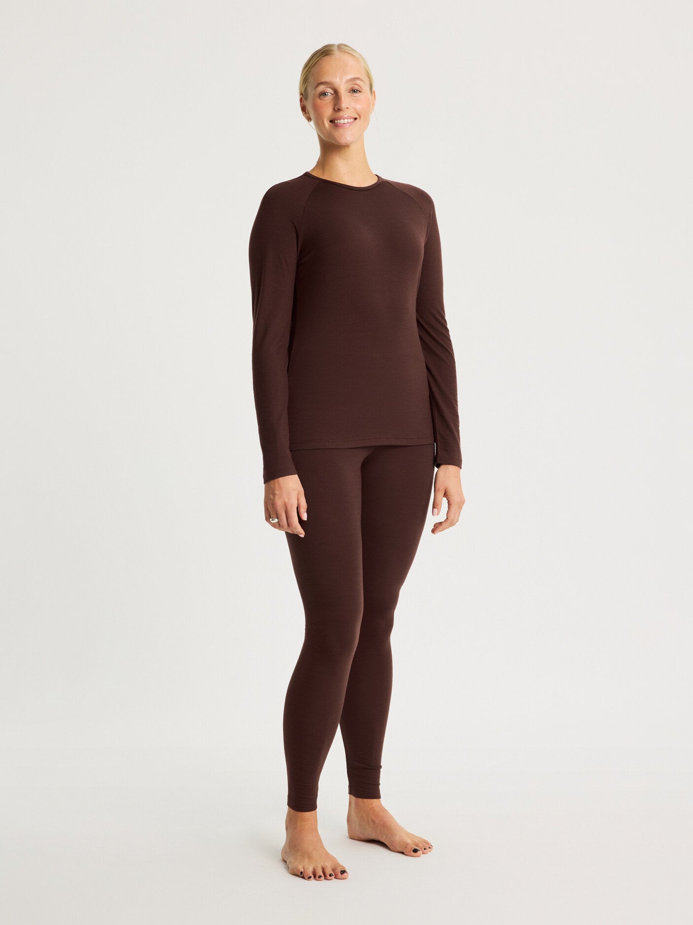 women's merino top long sleeve brown [[M - 178cm / 5'10'']]