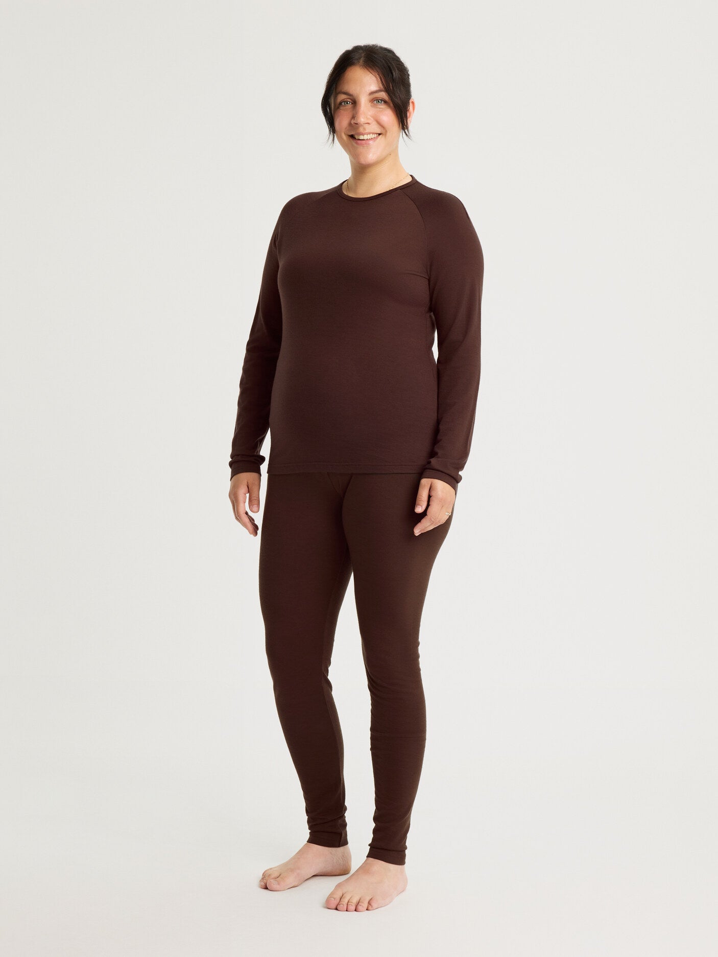 women's merino top long sleeve brown [[L - 175cm / 5’9'']]
