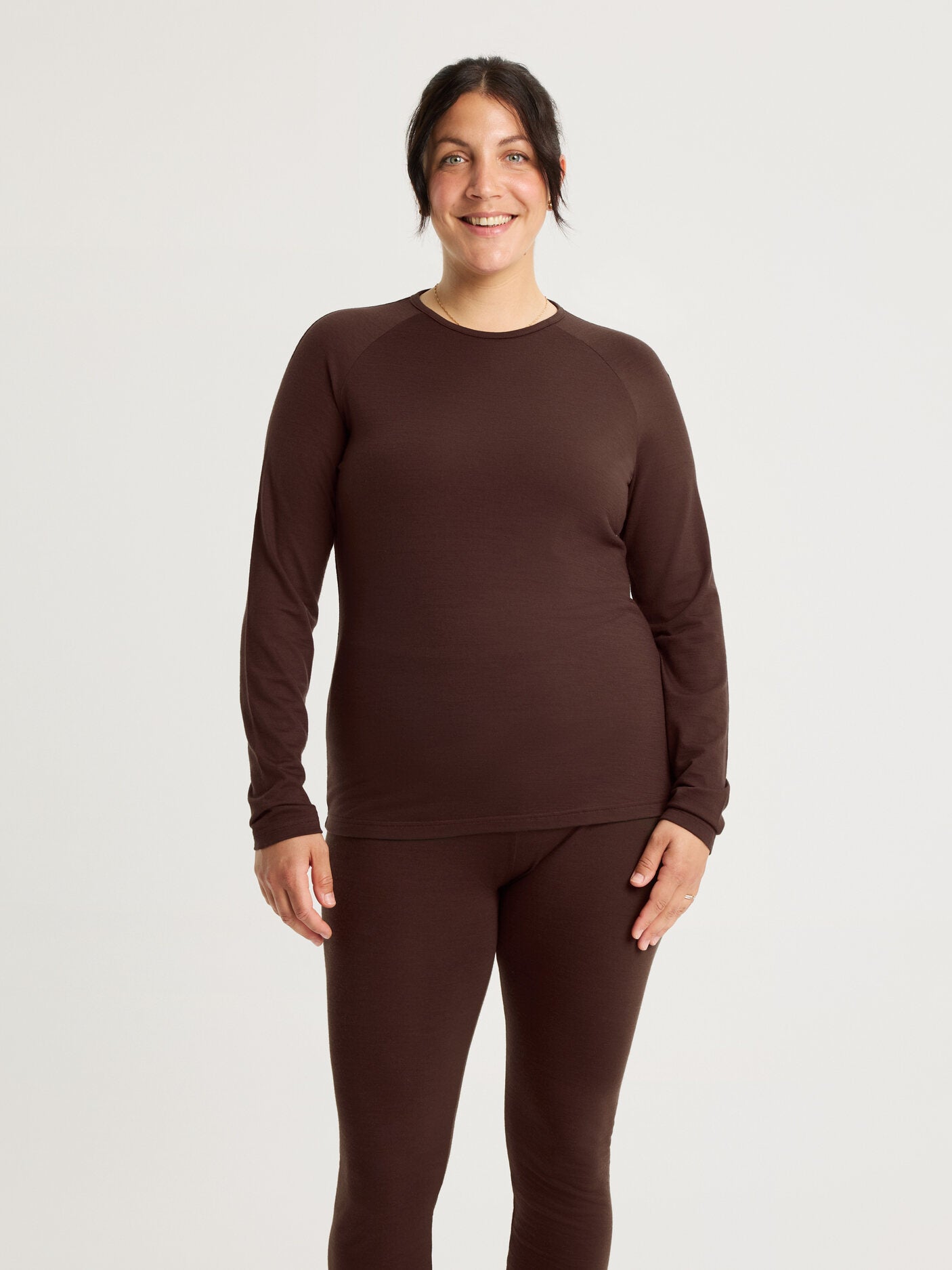 women's merino top long sleeve brown [[L - 175cm / 5’9'']]