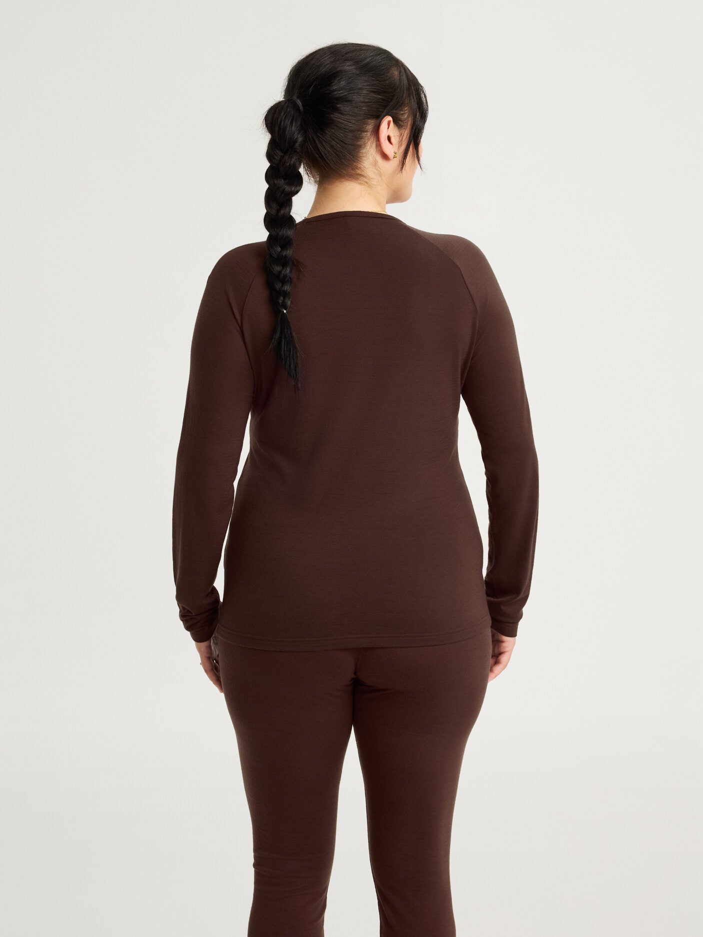 women's merino top long sleeve brown [[L - 175cm / 5’9'']]
